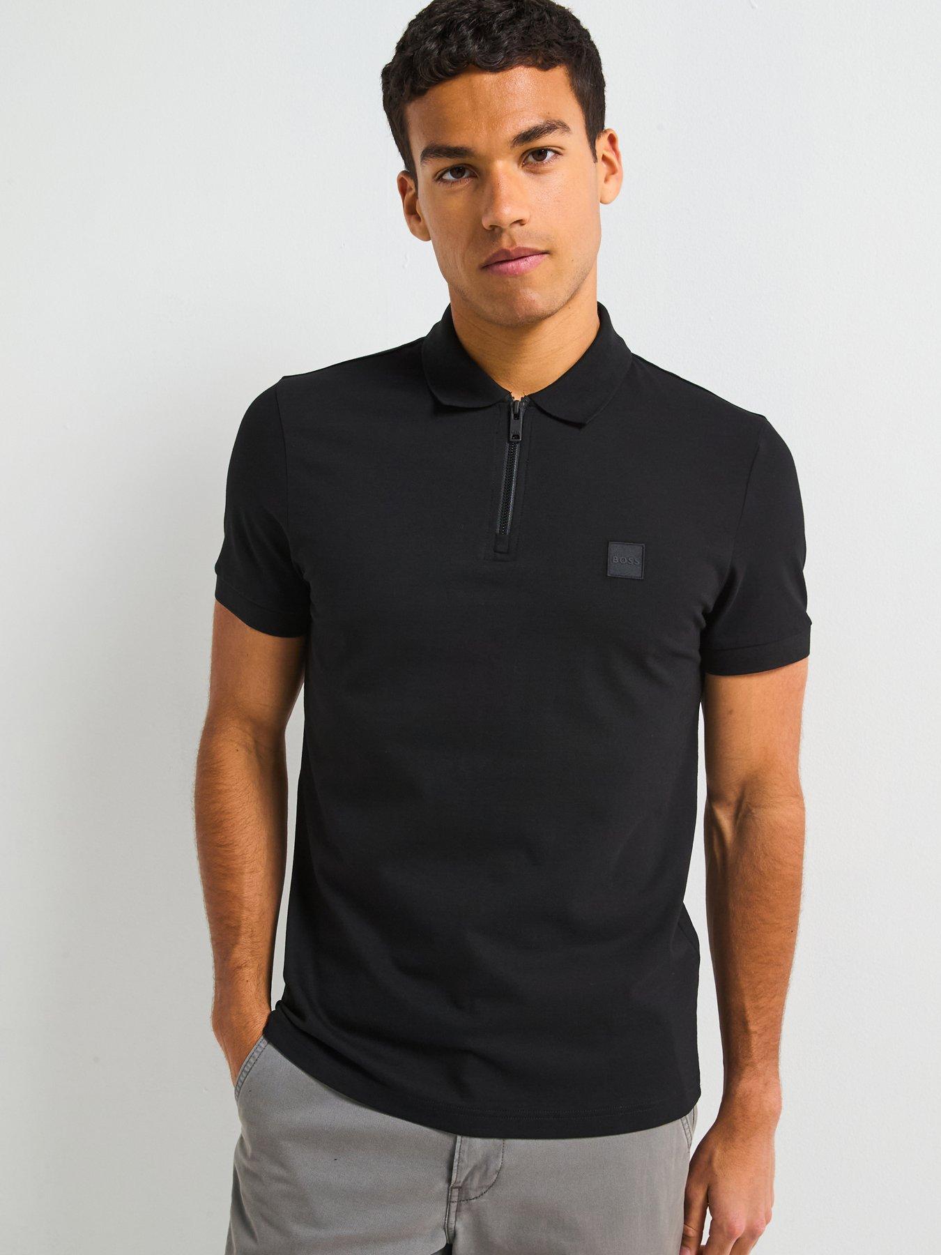 BOSS Passerzip Zipped Polo Shirt - Black