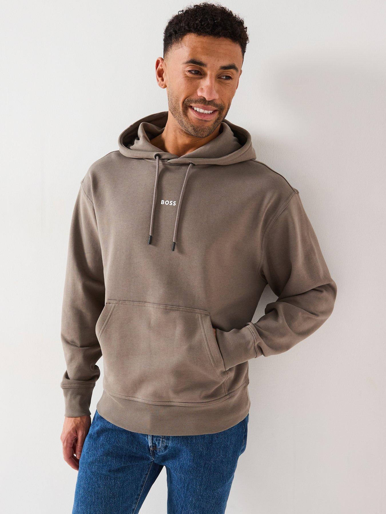 undefined Wesmallhood Regular Fit Centre Logo Overhead Hoodie - Beige