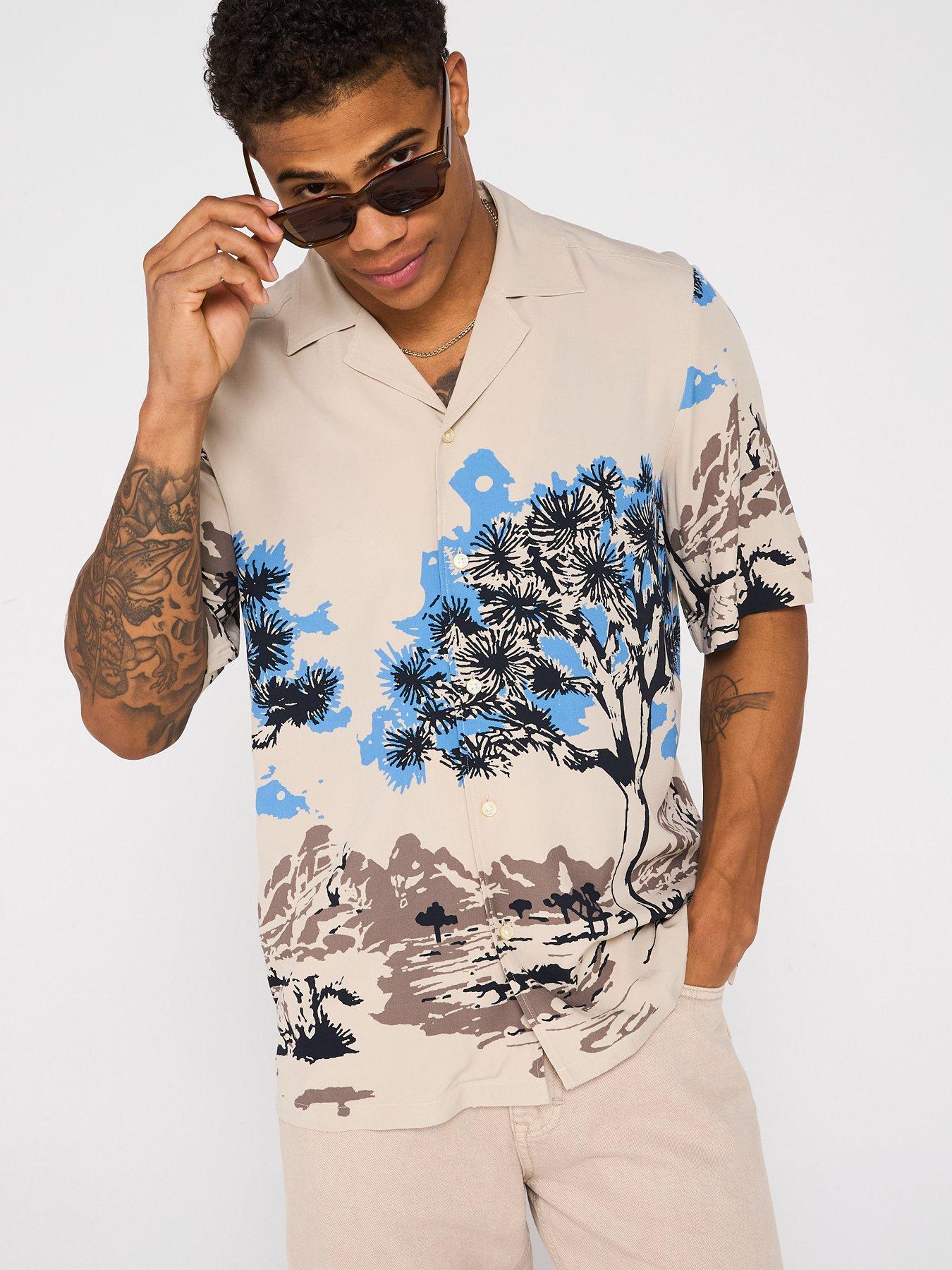 undefined Rayer-M Cuban Collar Shirt - Light Beige