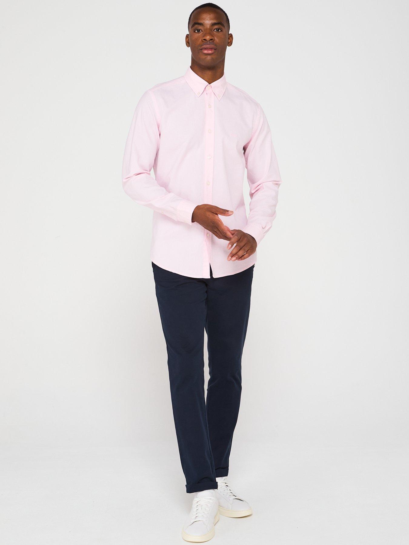 Image 3 of 6 of BOSS Rickert Button Down Regular Fit Oxford Shirt - Light Pink