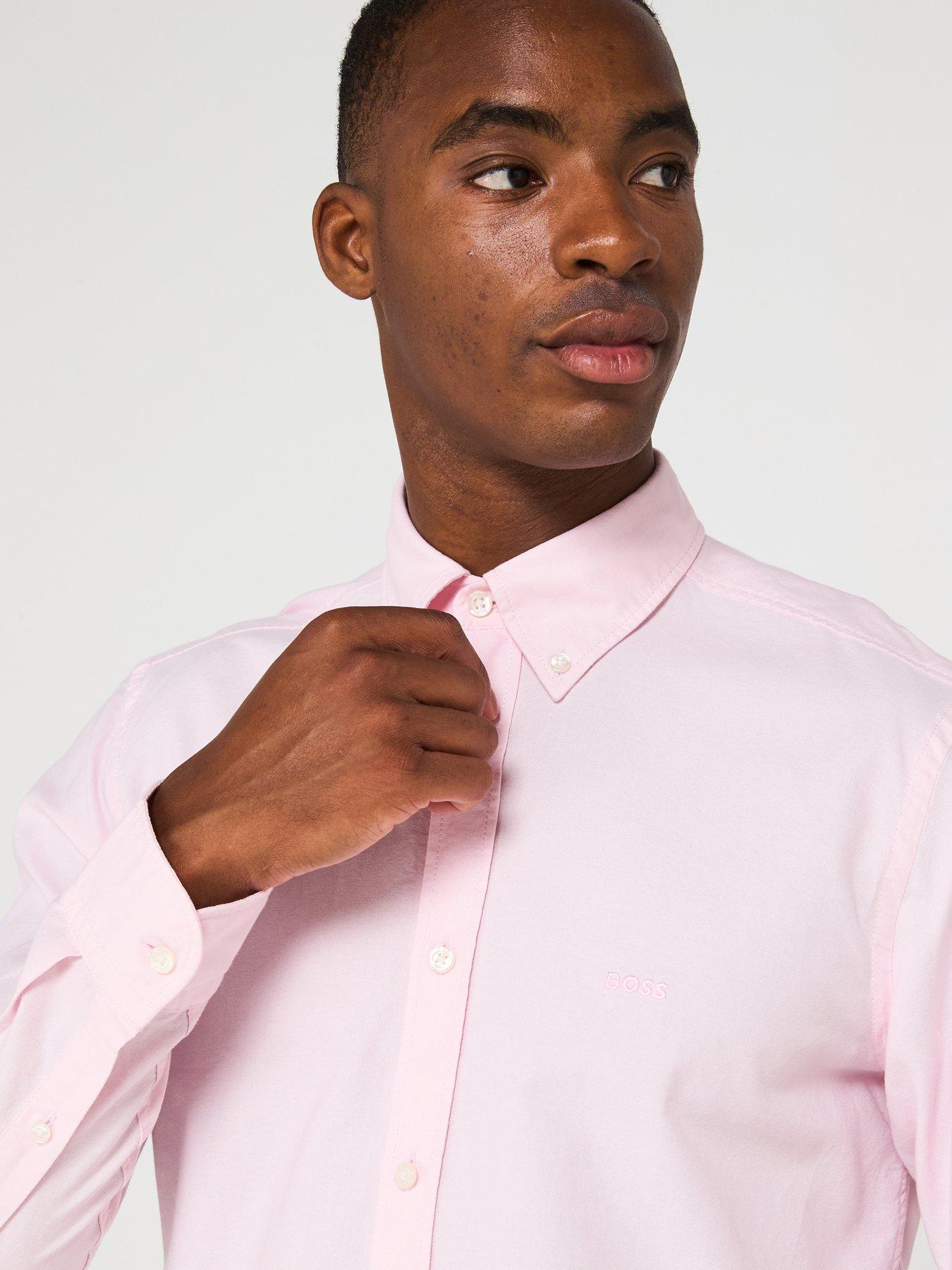 Image 4 of 6 of BOSS Rickert Button Down Regular Fit Oxford Shirt - Light Pink