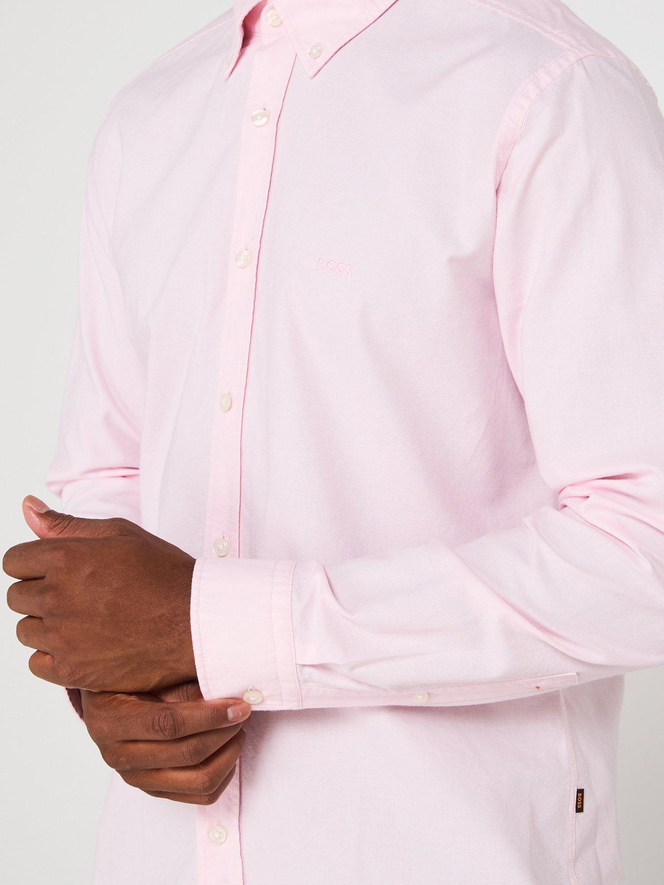 Image 5 of 6 of BOSS Rickert Button Down Regular Fit Oxford Shirt - Light Pink