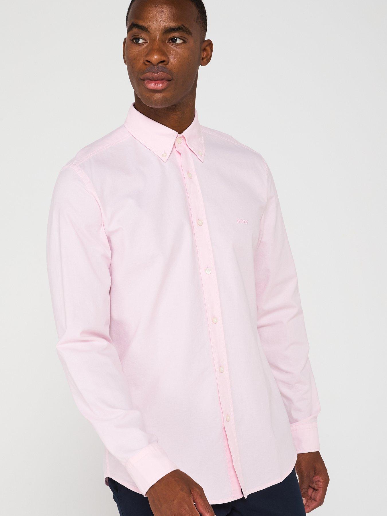 Image 6 of 6 of BOSS Rickert Button Down Regular Fit Oxford Shirt - Light Pink