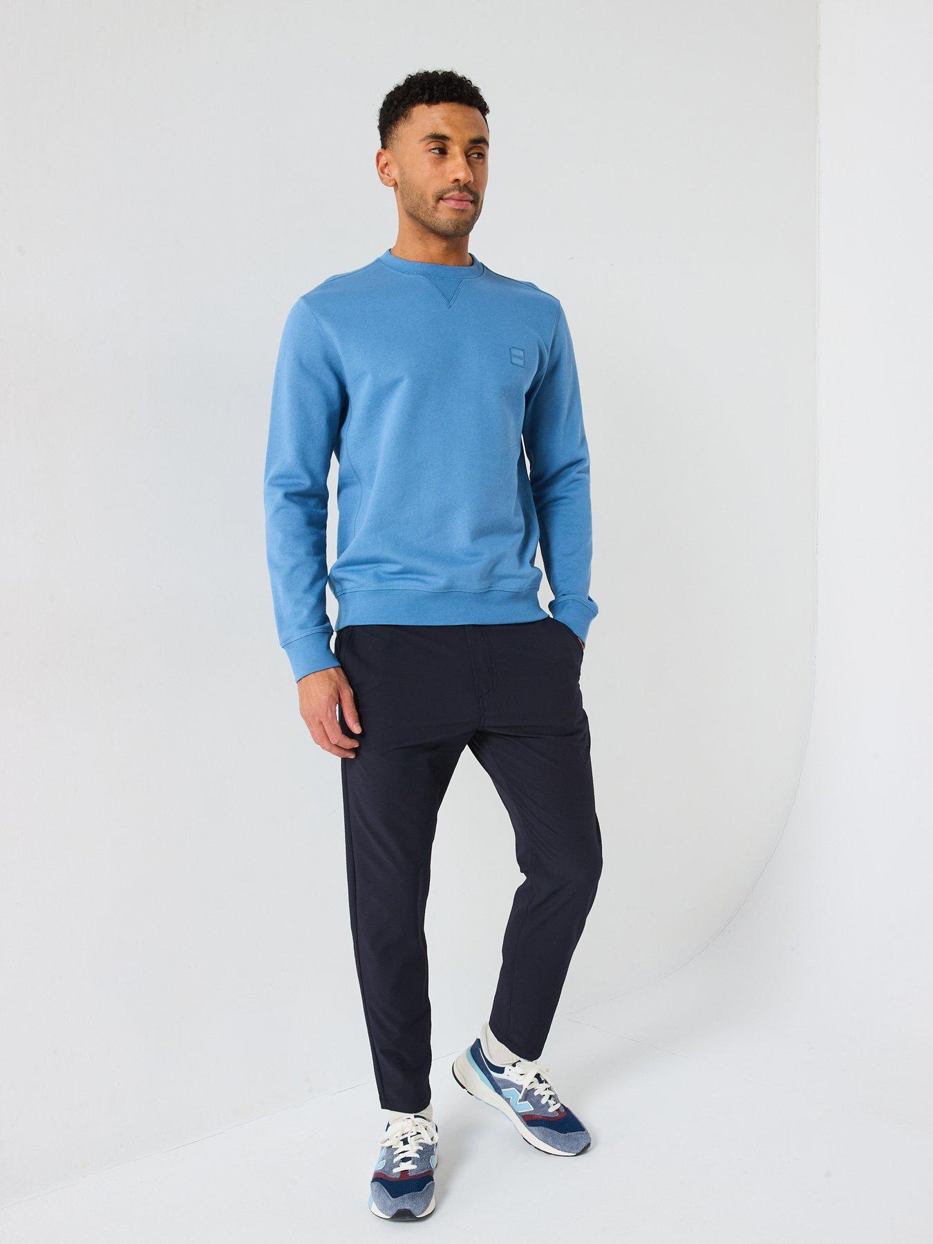 Image 3 of 4 of BOSS Westart Relaxed Fit Crew Neck Sweatshirt - Light Blue