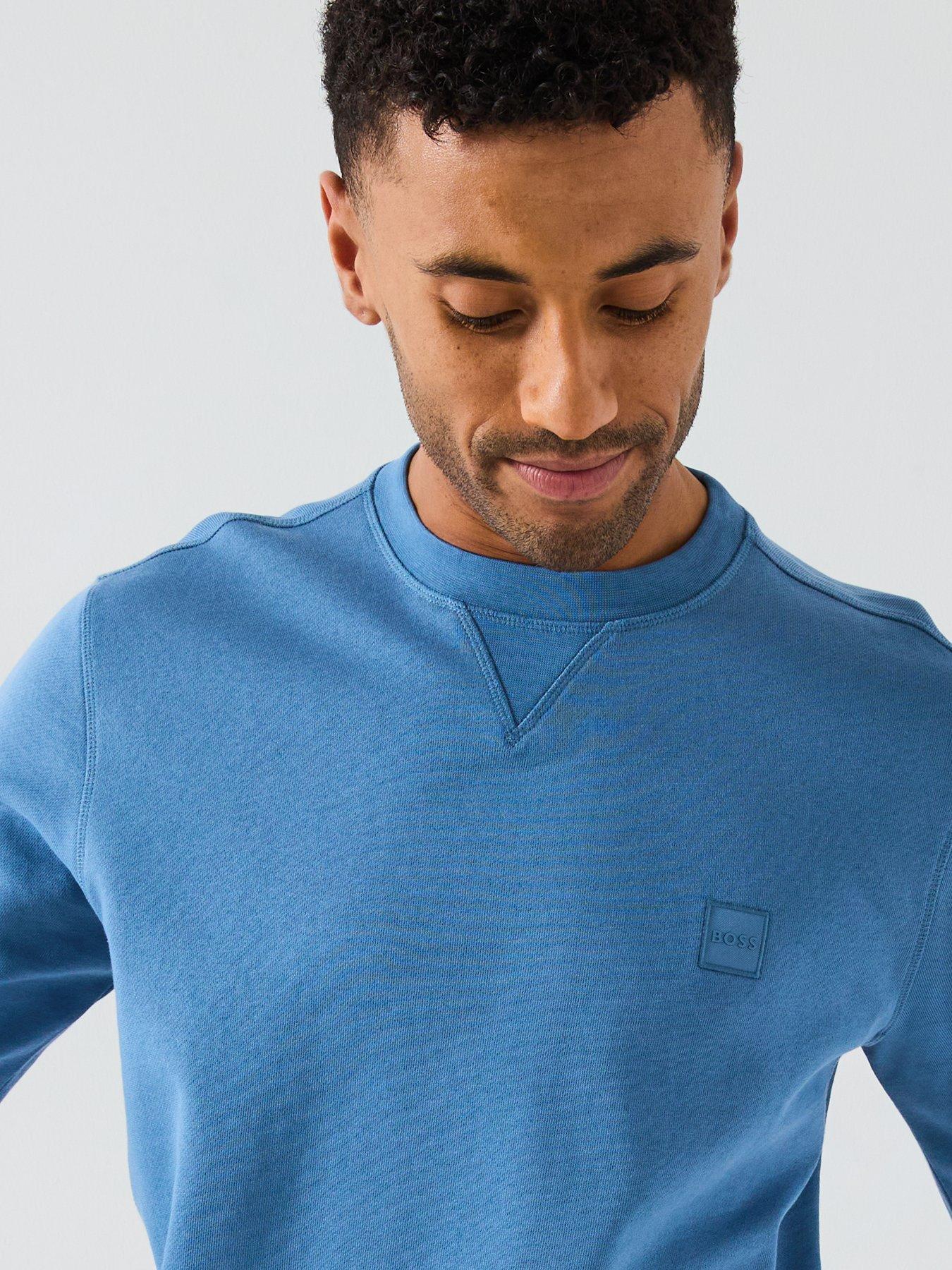 Image 4 of 4 of BOSS Westart Relaxed Fit Crew Neck Sweatshirt - Light Blue