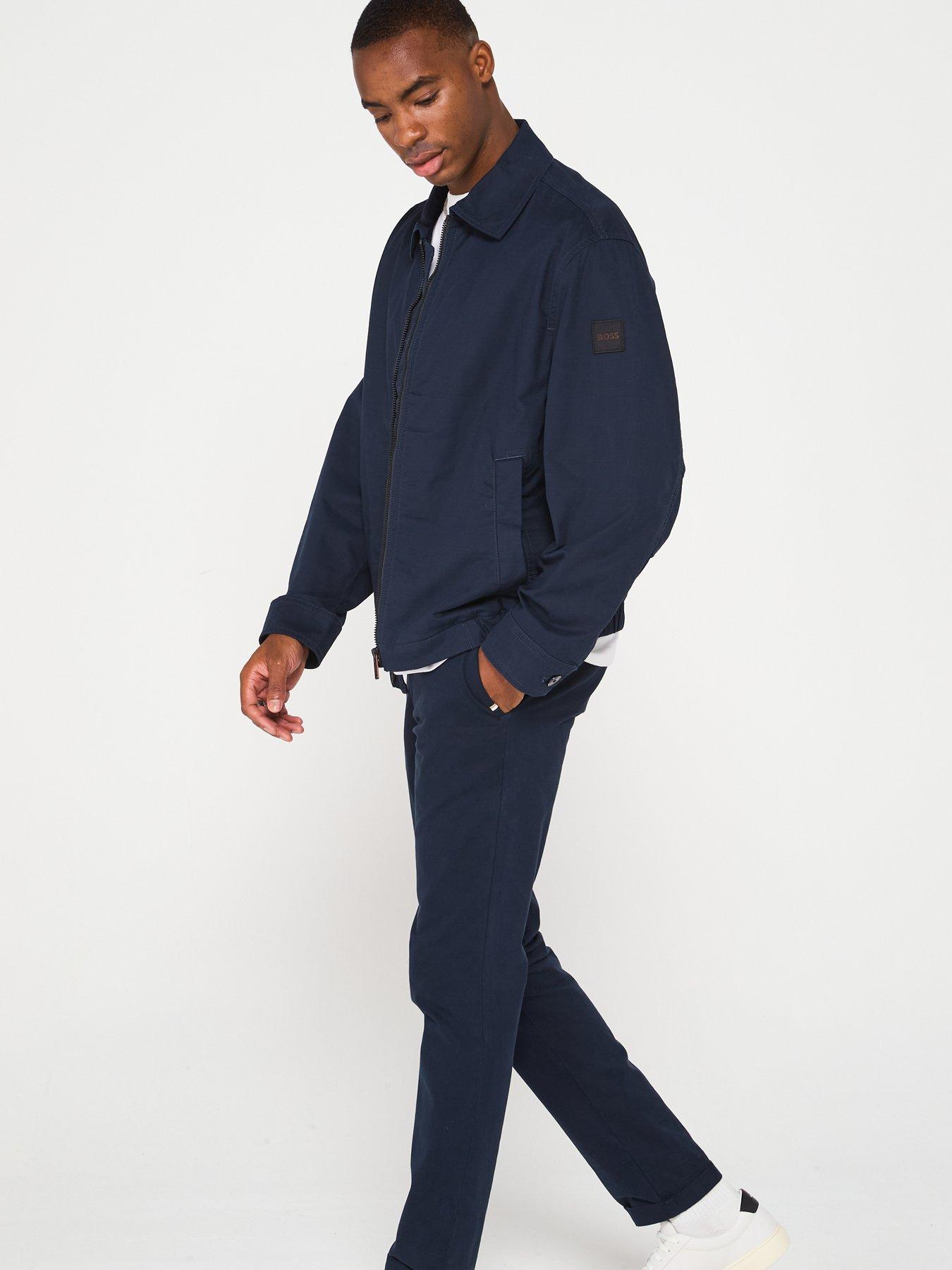Image 3 of 6 of BOSS Relaxed Fit Cotton Twill Jacket - Dark Blue