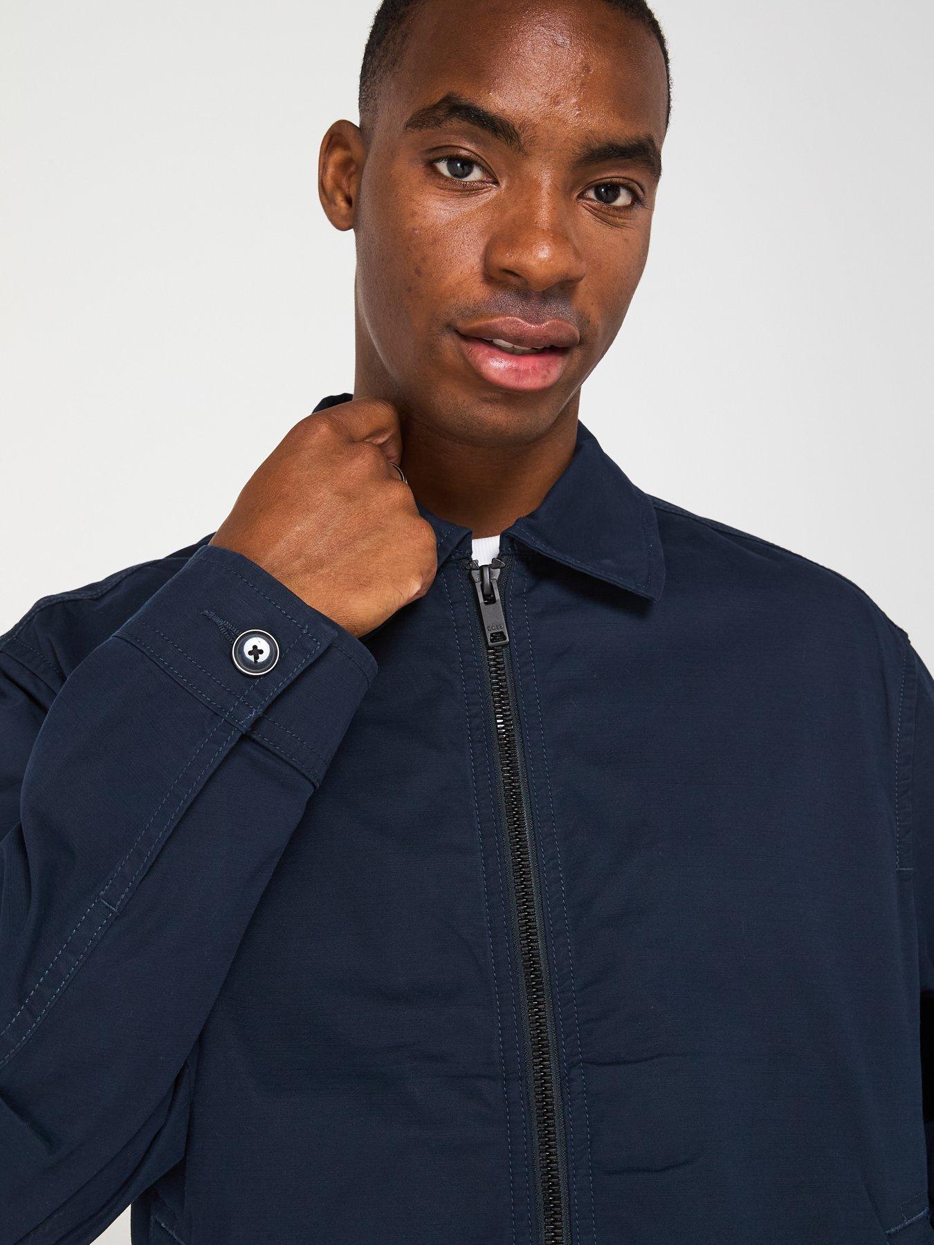 Image 4 of 6 of BOSS Relaxed Fit Cotton Twill Jacket - Dark Blue