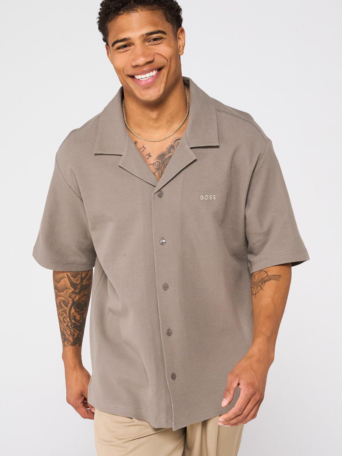 undefined Waffle Texture Shirt - Light Beige