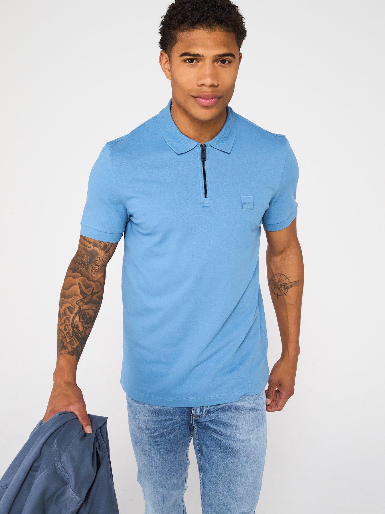 undefined Passerzip Zipped Polo Shirt - Light Blue