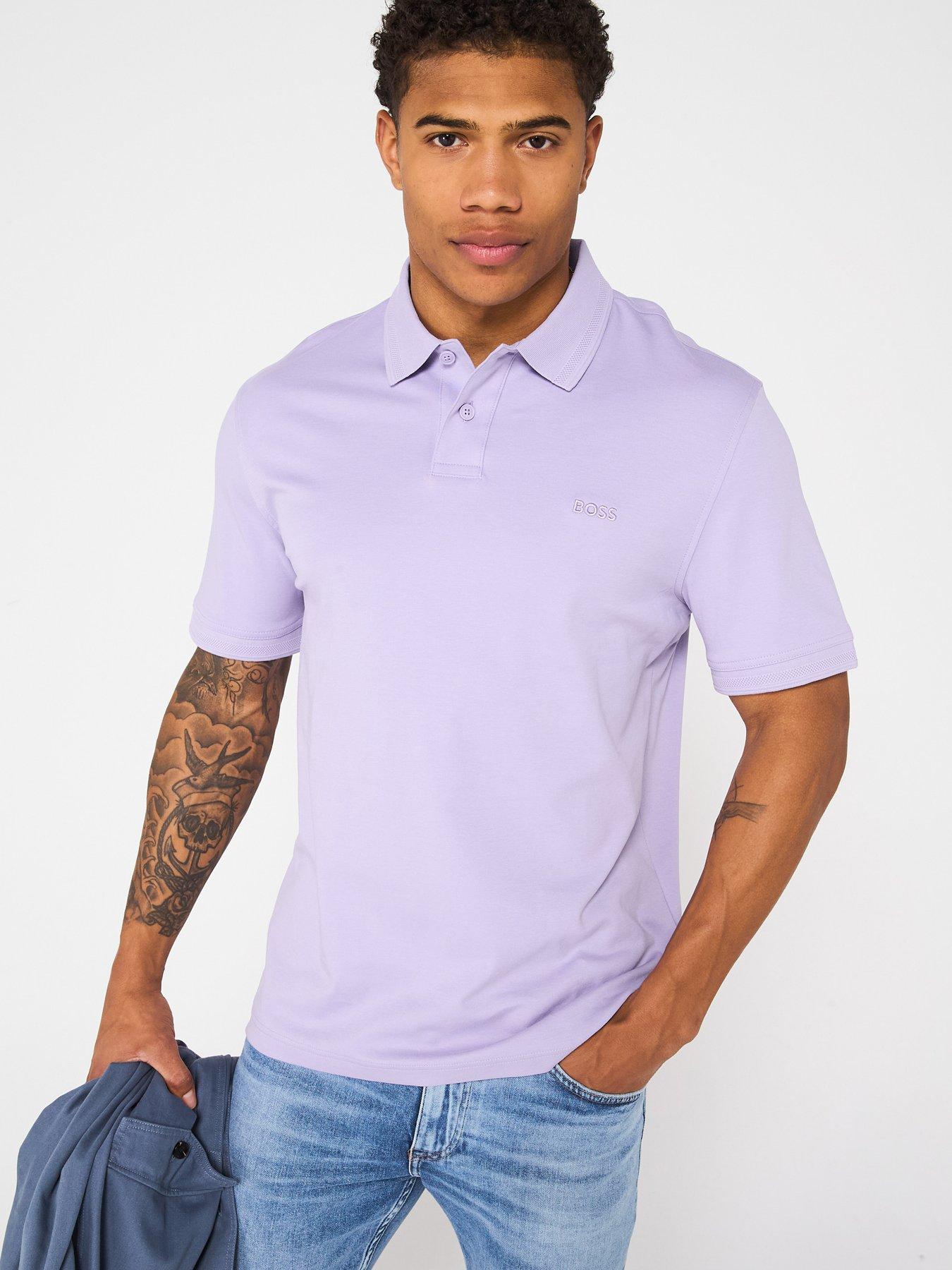 undefined Pe Interlock Tonal Logo Polo Shirt - Light Purple