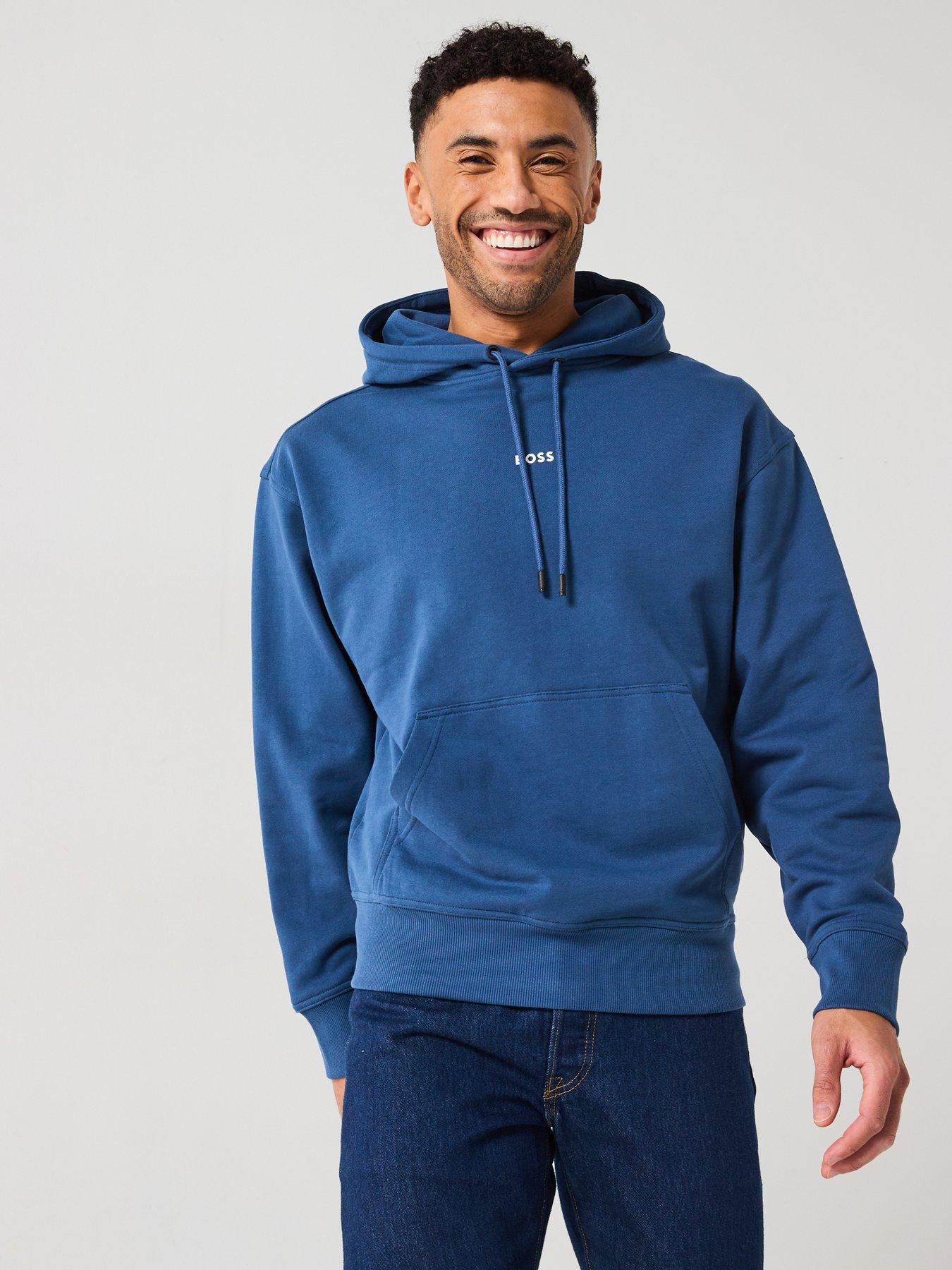 undefined Wesmallhood Regular Fit Centre Logo Overhead Hoodie- Dark Blue