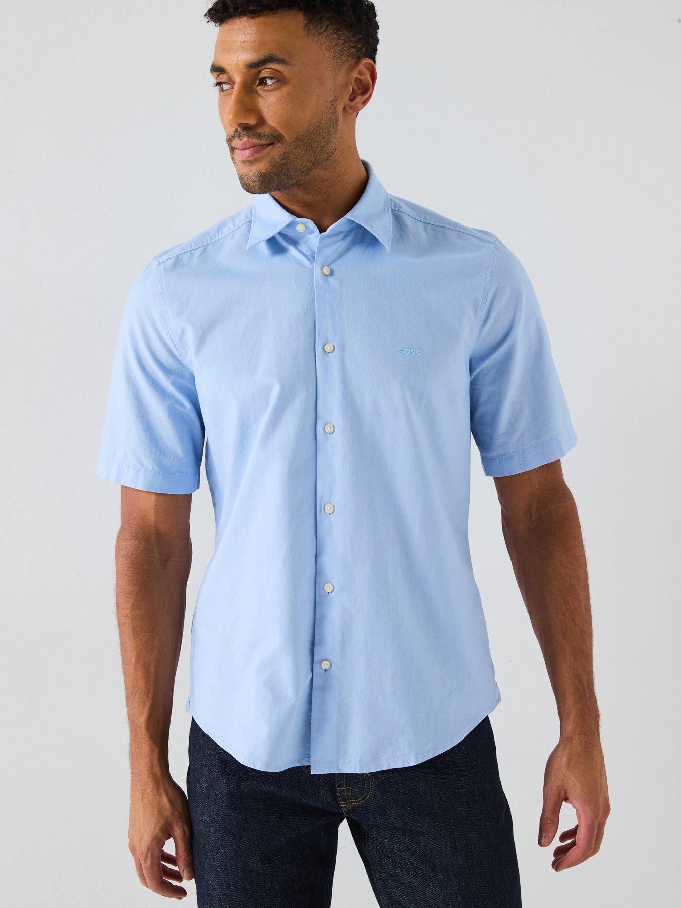 Image 1 of 6 of BOSS Rash Short Sleeve Regular Fit Shirt - Light Blue