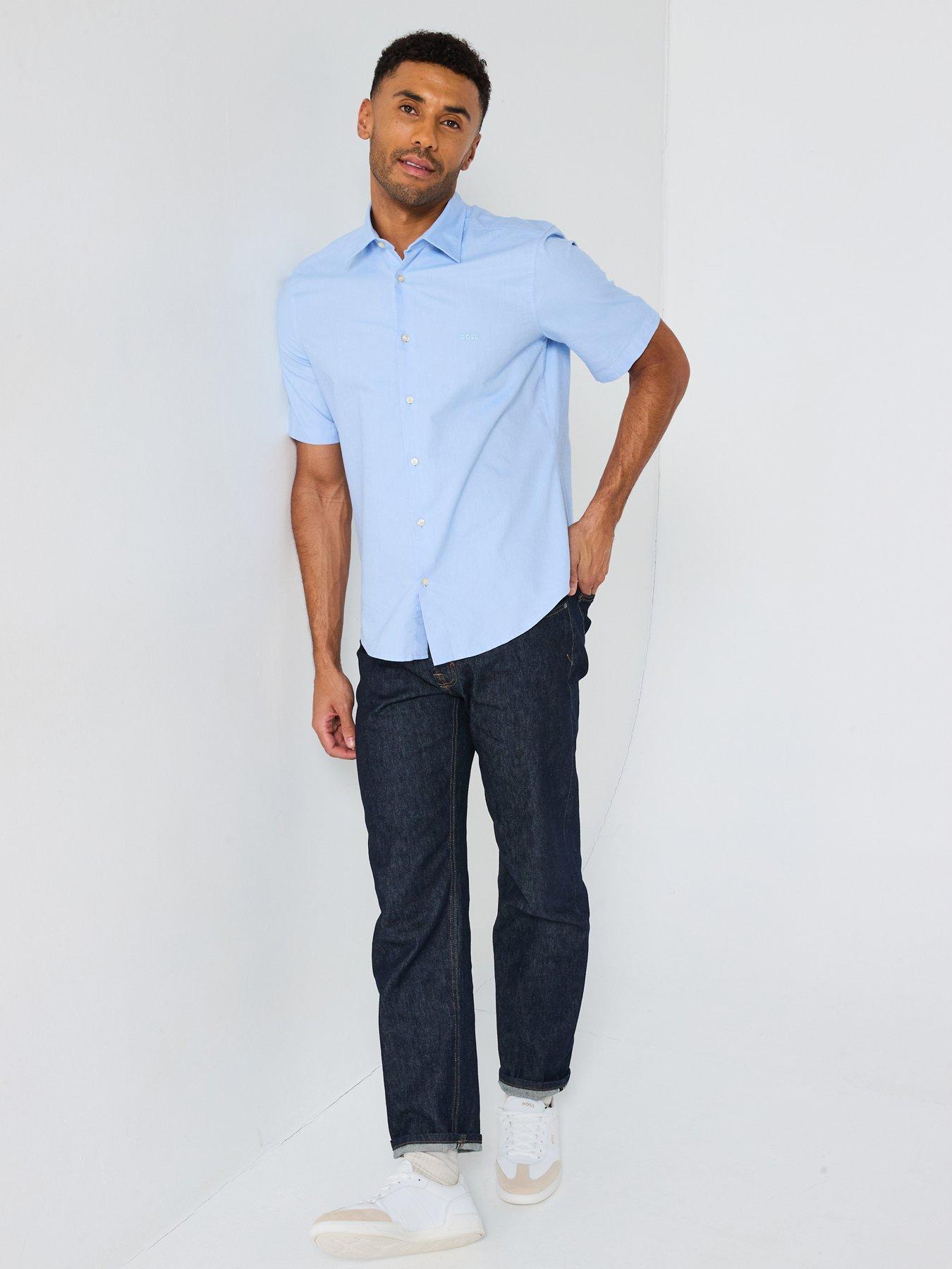 Image 3 of 6 of BOSS Rash Short Sleeve Regular Fit Shirt - Light Blue
