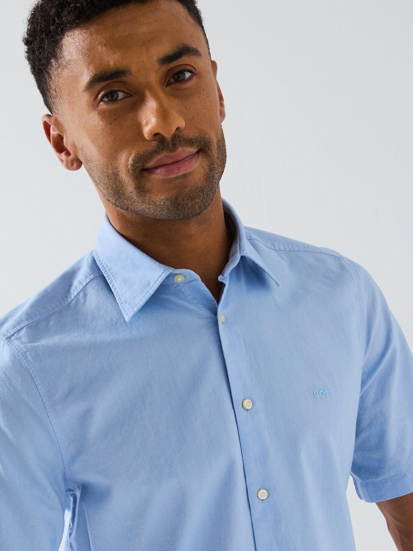 Image 4 of 6 of BOSS Rash Short Sleeve Regular Fit Shirt - Light Blue
