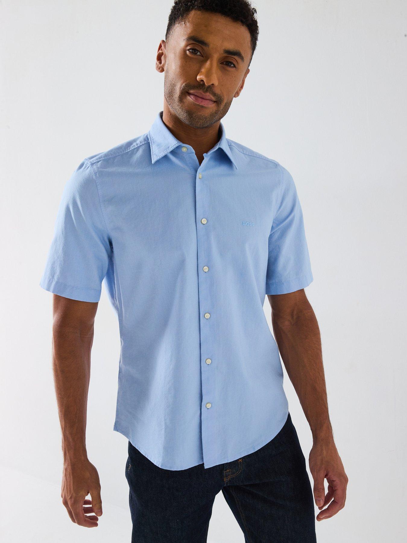 Image 5 of 6 of BOSS Rash Short Sleeve Regular Fit Shirt - Light Blue