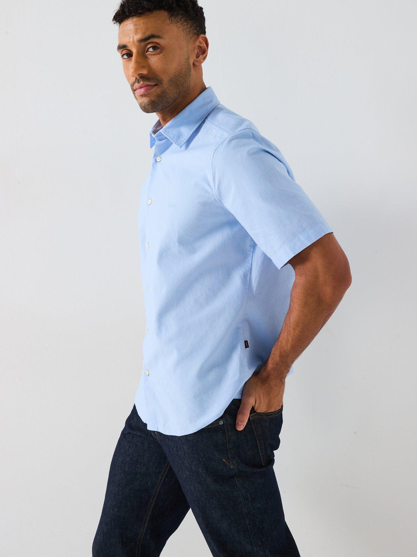 Image 6 of 6 of BOSS Rash Short Sleeve Regular Fit Shirt - Light Blue