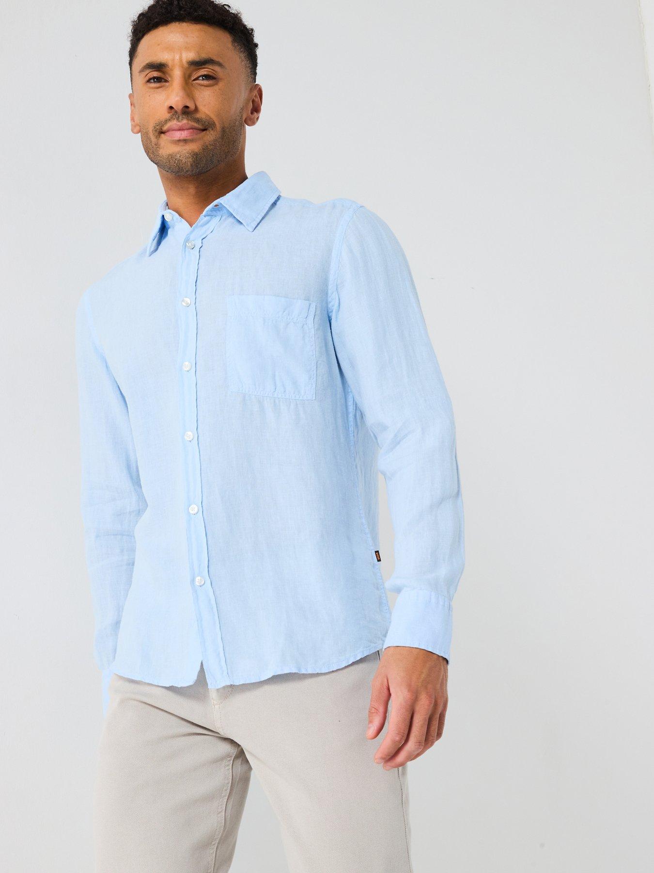undefined Relegant Linen Regular Fit Shirt - Light Blue