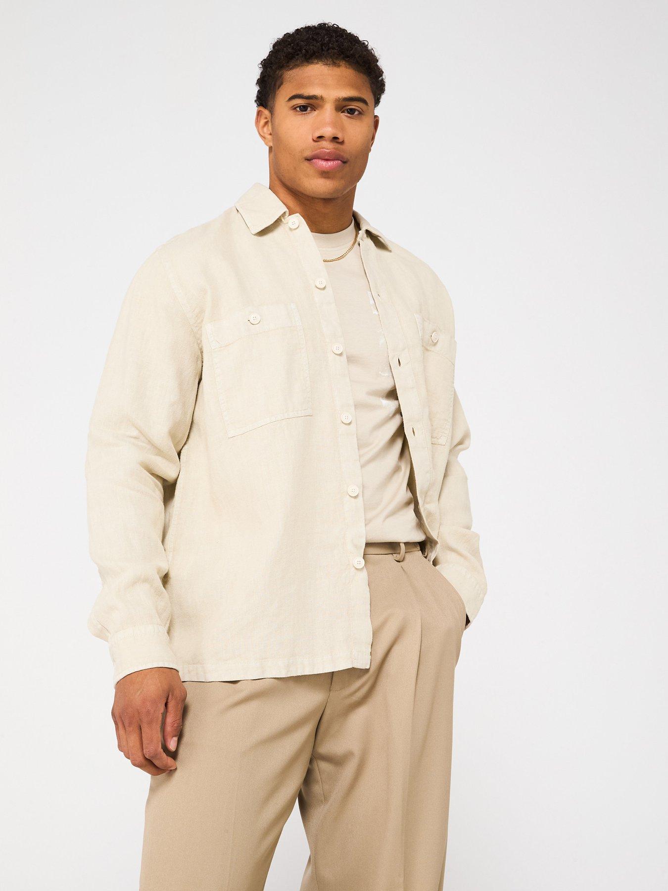 undefined Locky Linen Double Pocket Shirt - Light Beige