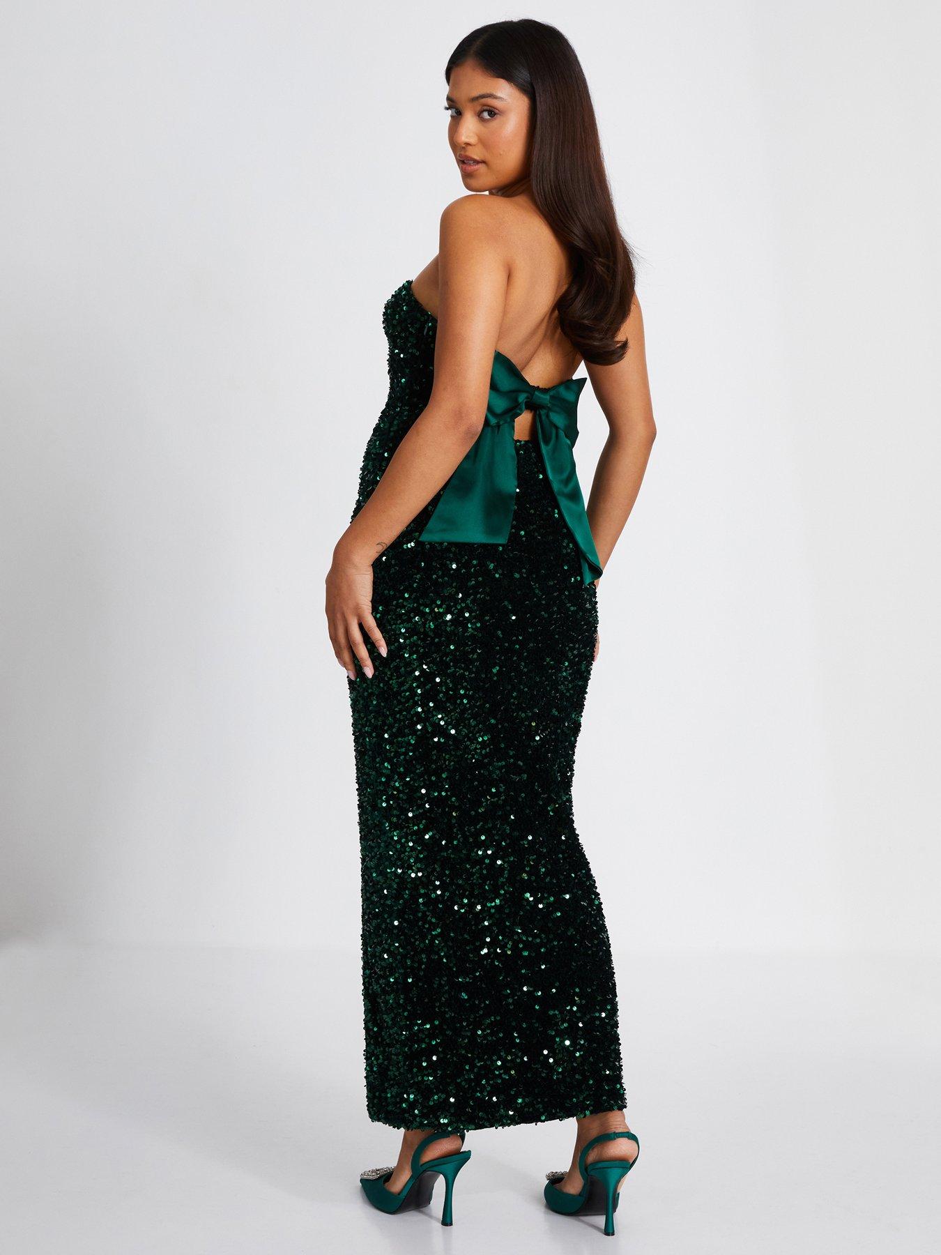slim fit dress slacks Petite Samara Sequin V-Neck Floor Length Dress main image 1