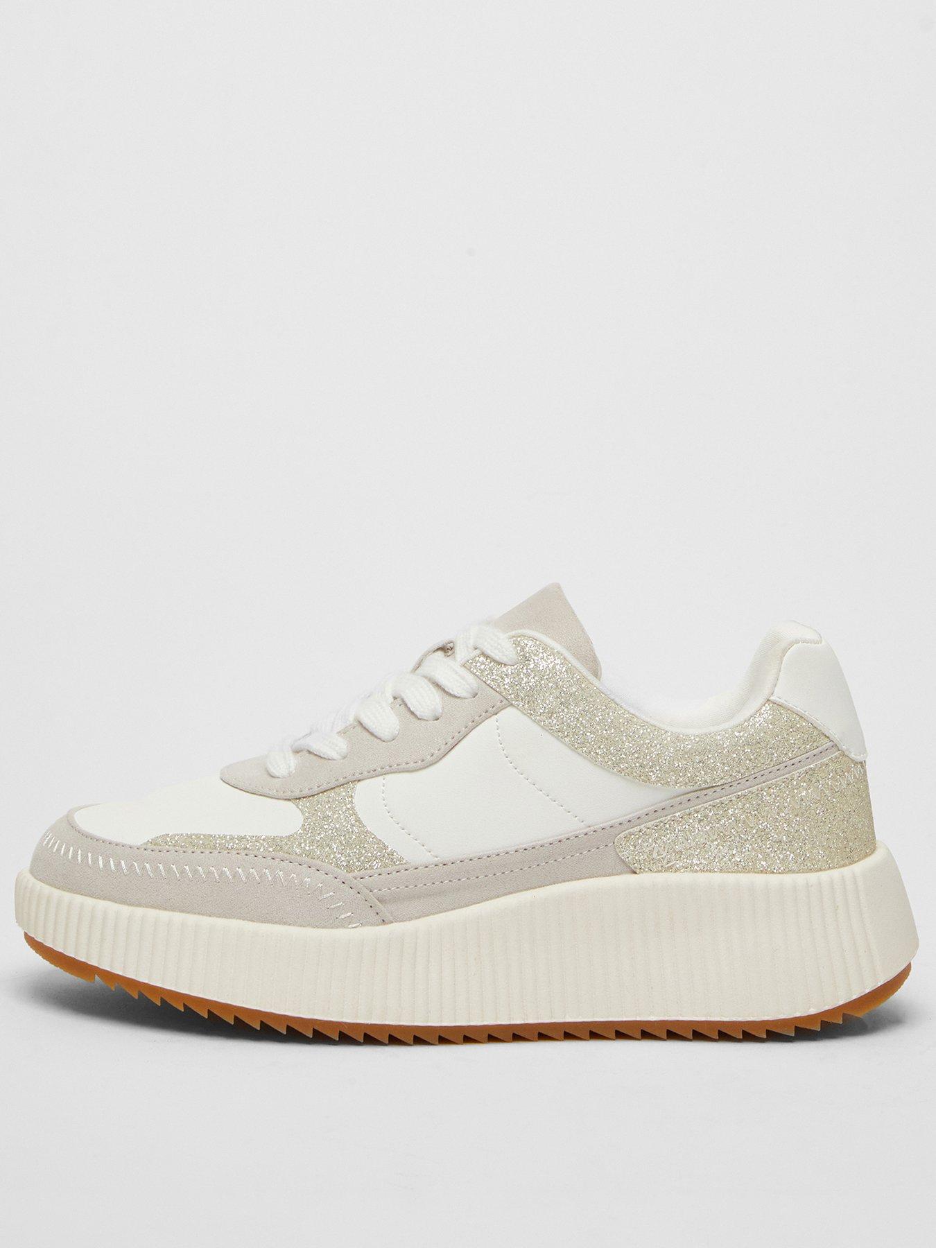 undefined White Glitter Chunky Trainer