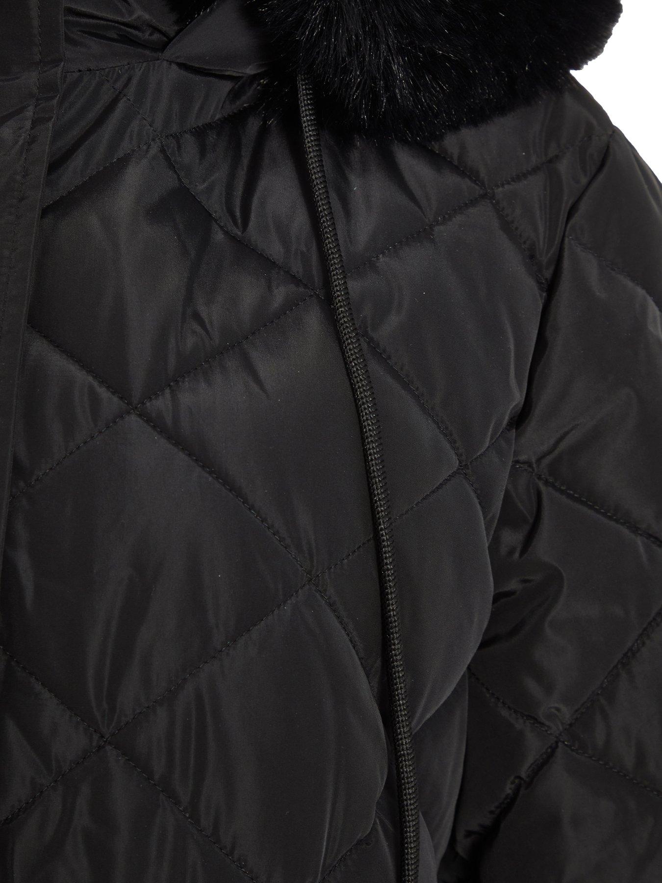 Image 6 of 6 of Quiz Black Quilted Longline Parka