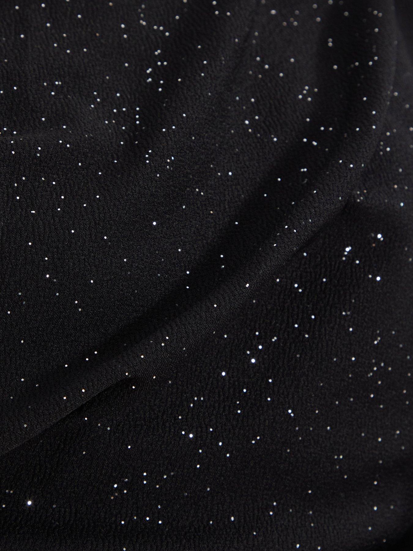 Image 6 of 6 of Quiz Black Glitter Drape Neck Top