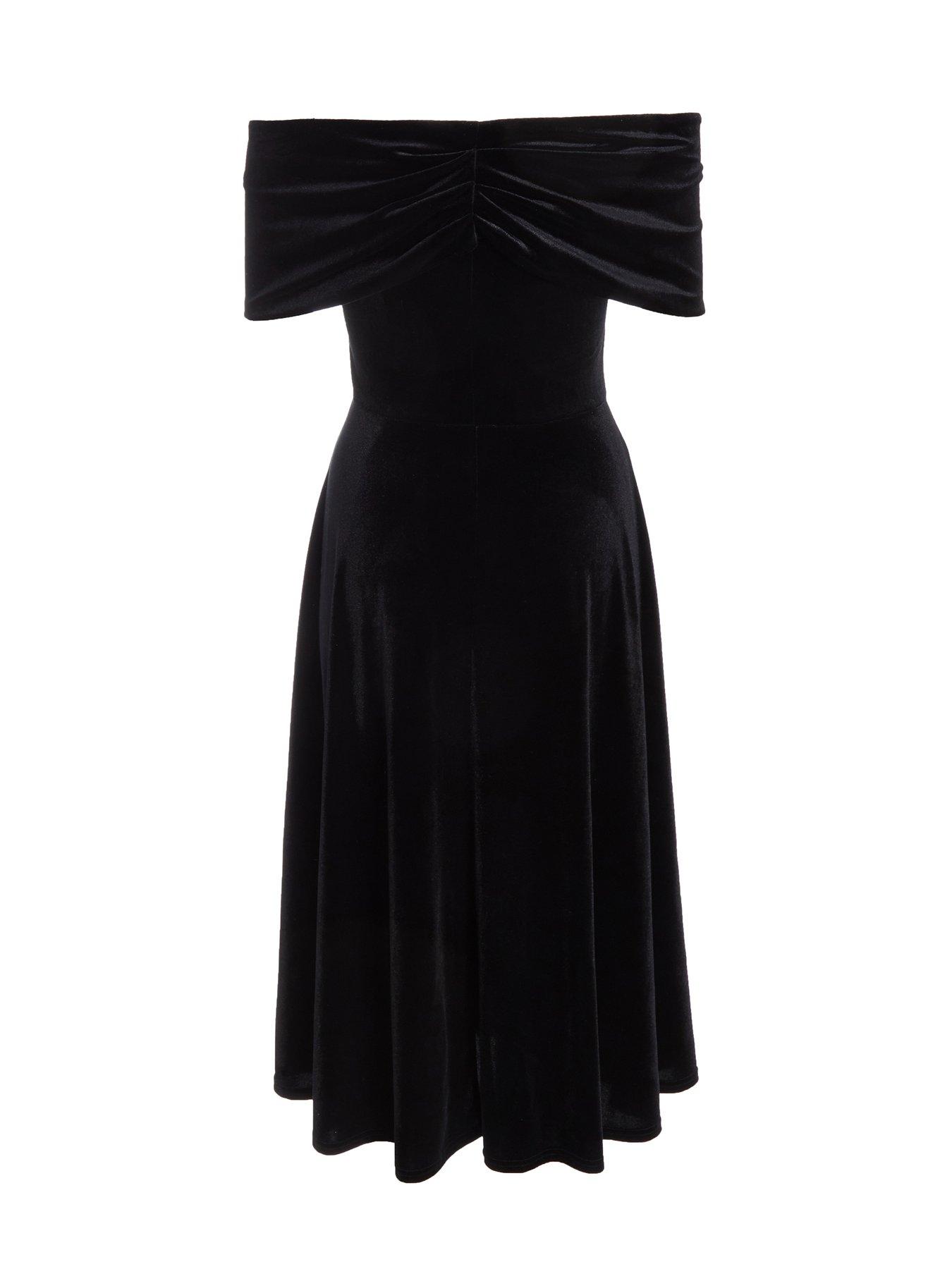 black velvet bardot midi dress Bardot Everlasting Velour Midi Dress Emerald Gr