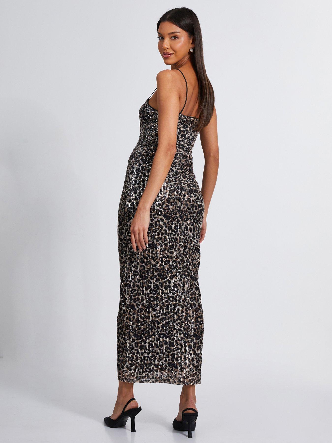Quiz leopard print maxi dress deals