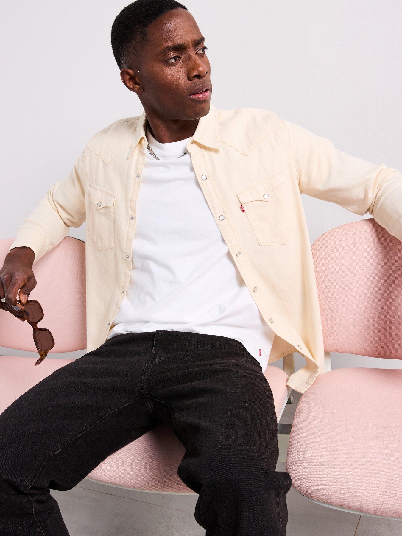 undefined Barstow Western Standard Denim Shirt- Cream