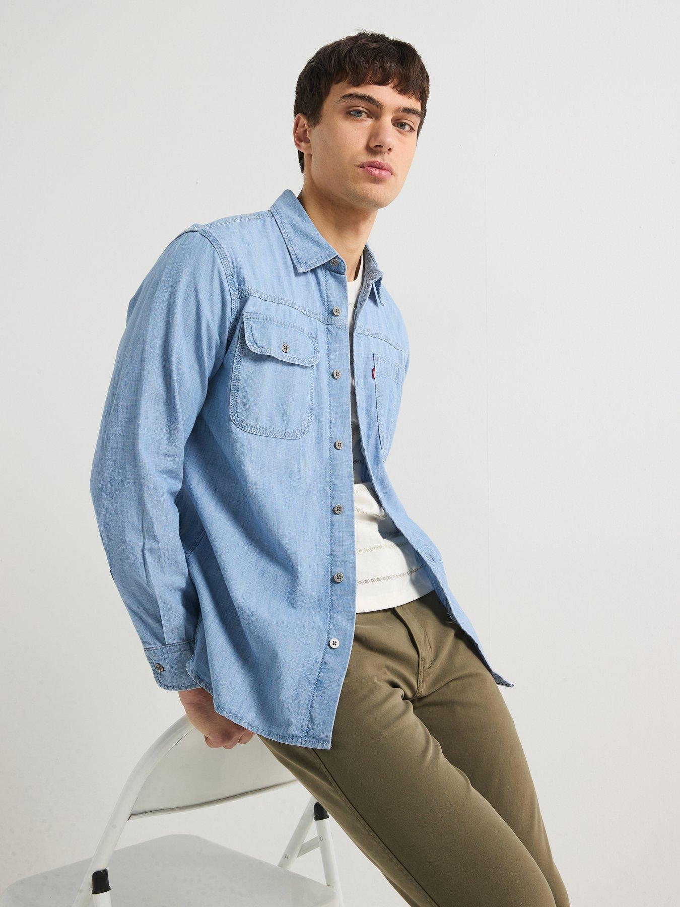 undefined Auburn Worker Denim Shirt- Light Blue