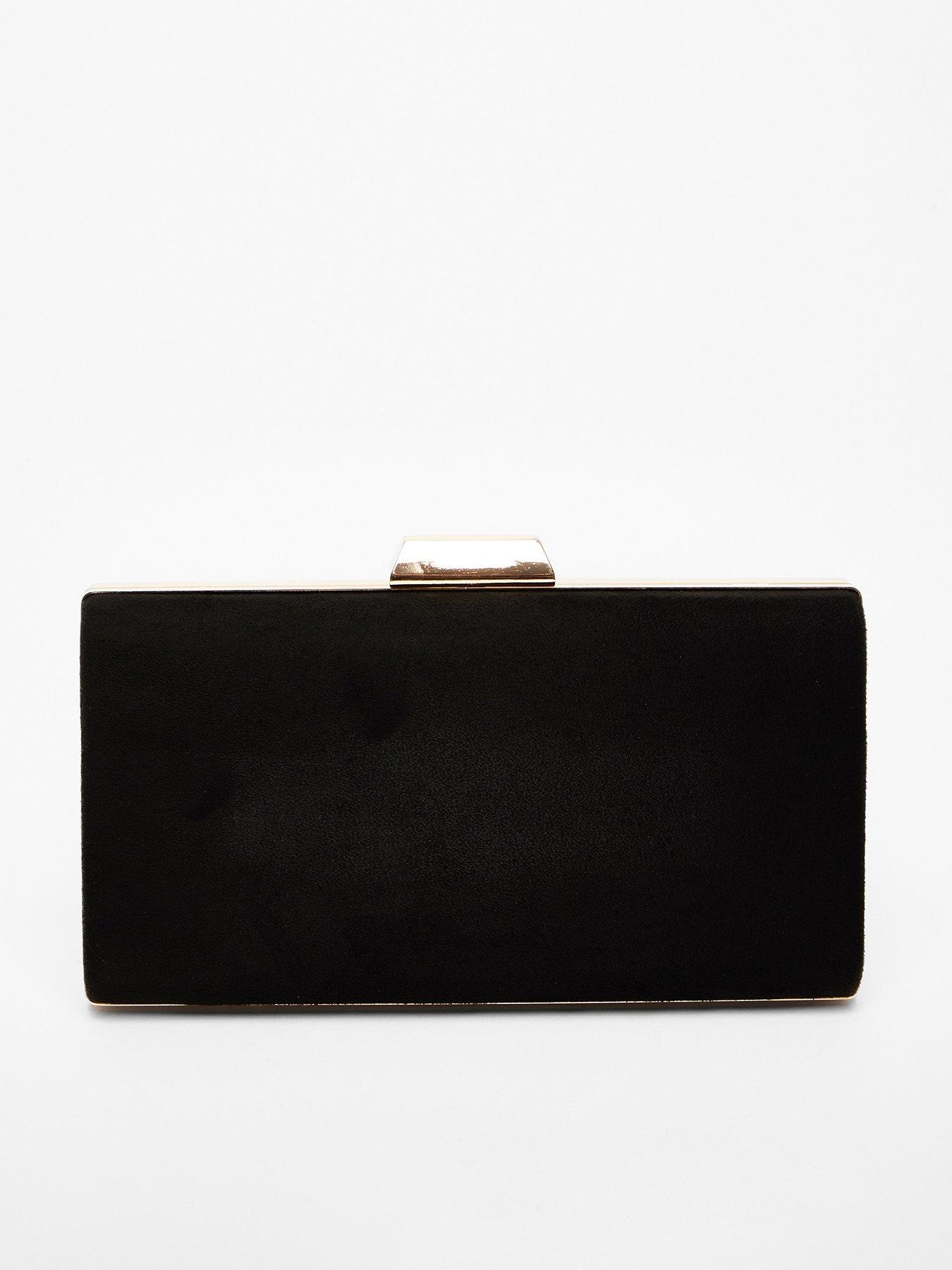 Image 1 of 4 of Quiz Black Faux Suede Box Bag