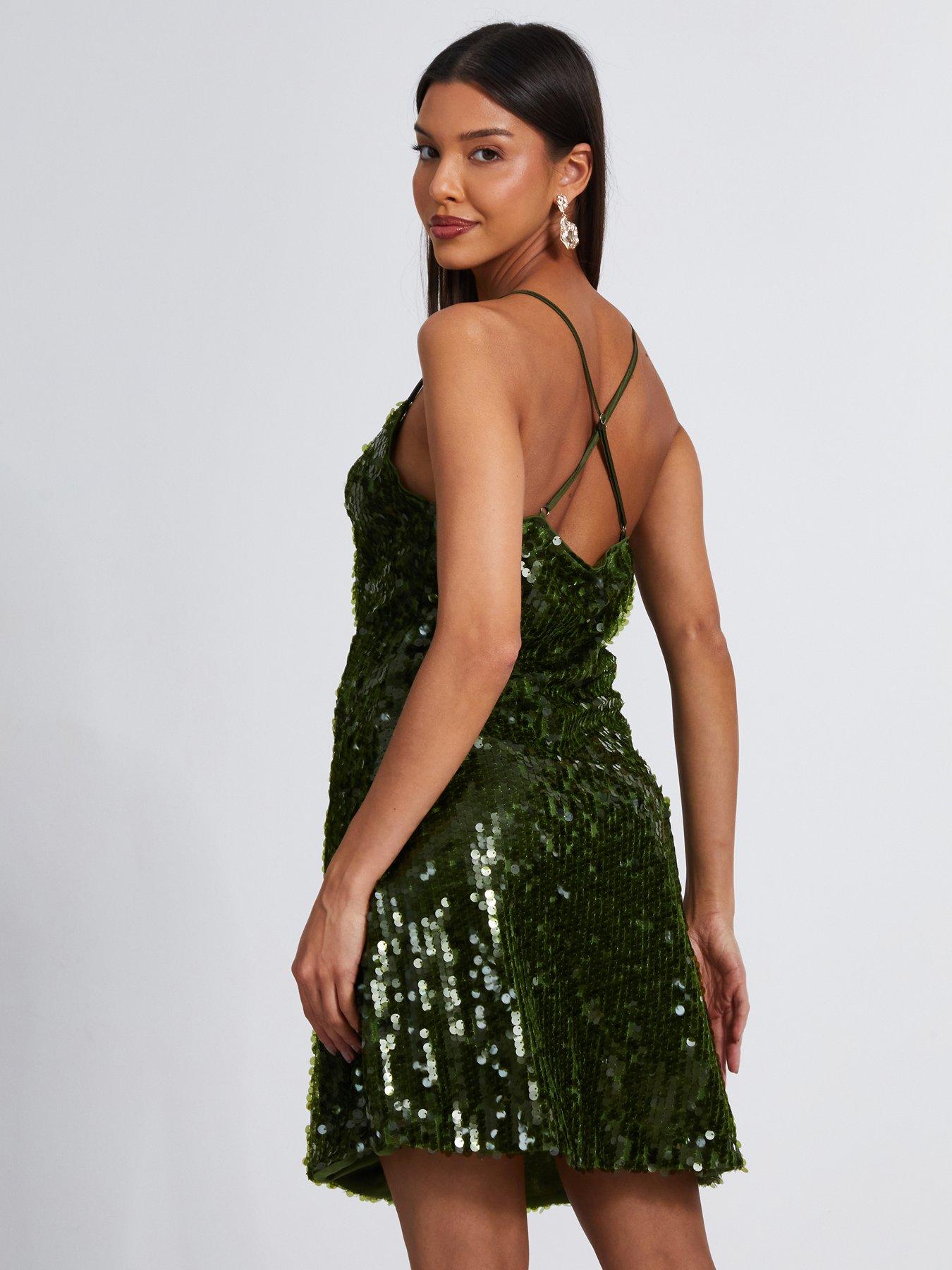 quiz green sequin dress Quiz Green Sequin Maxi Dress - Size 8