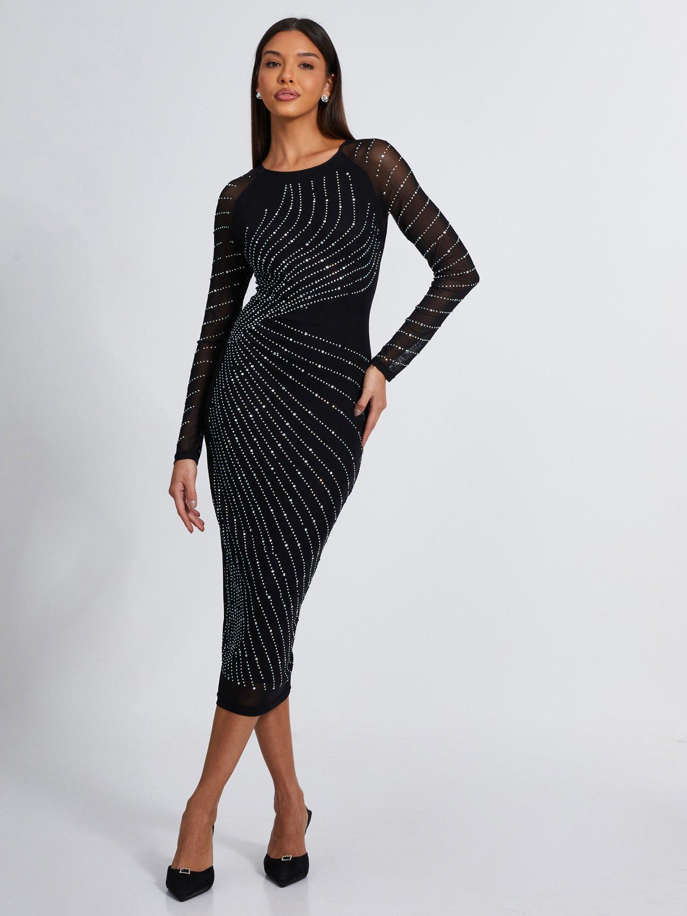 Quiz black midi dress 2025