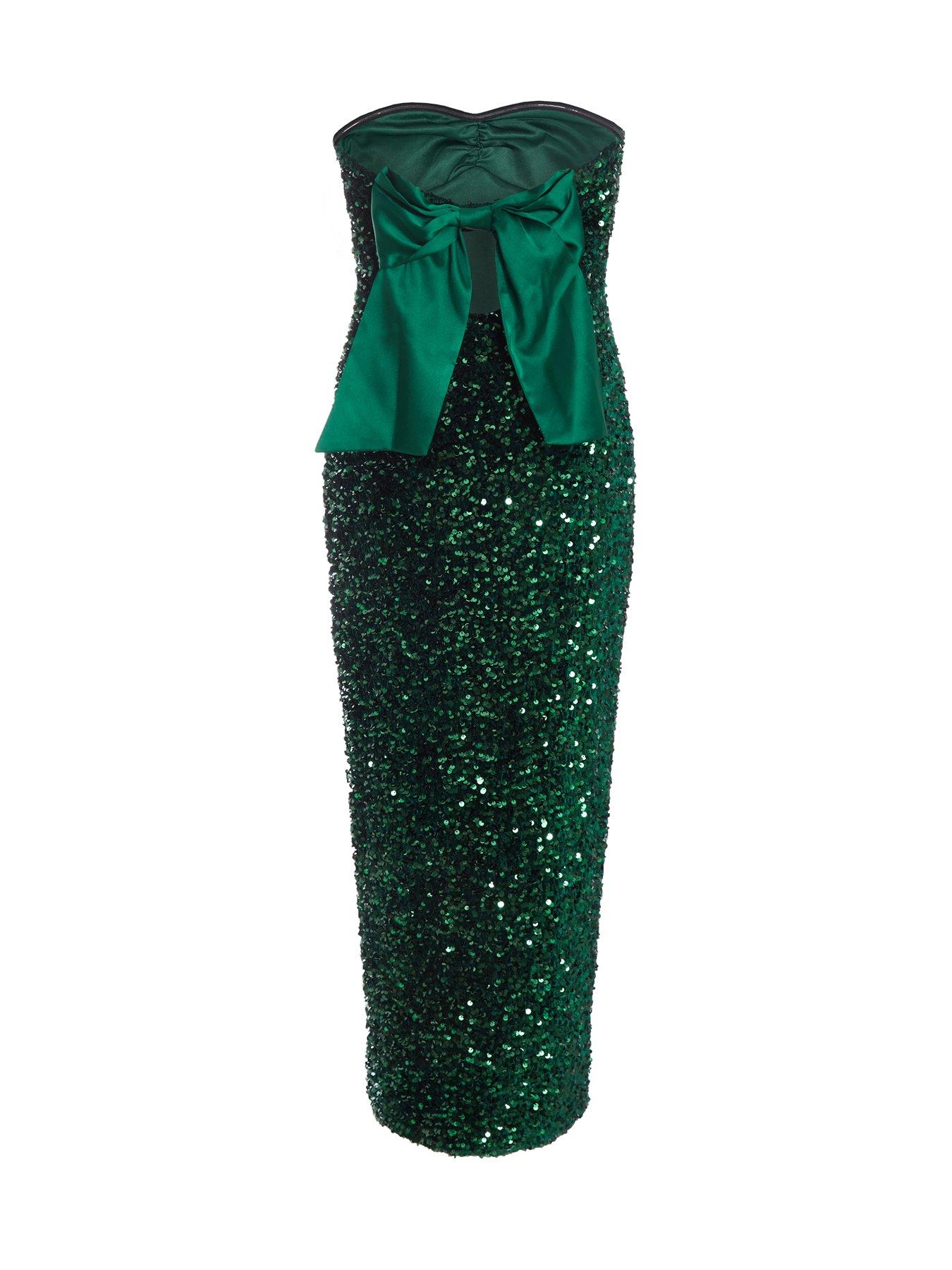 Image 5 of 6 of Quiz Bottle Green Sequin Midaxi Dress