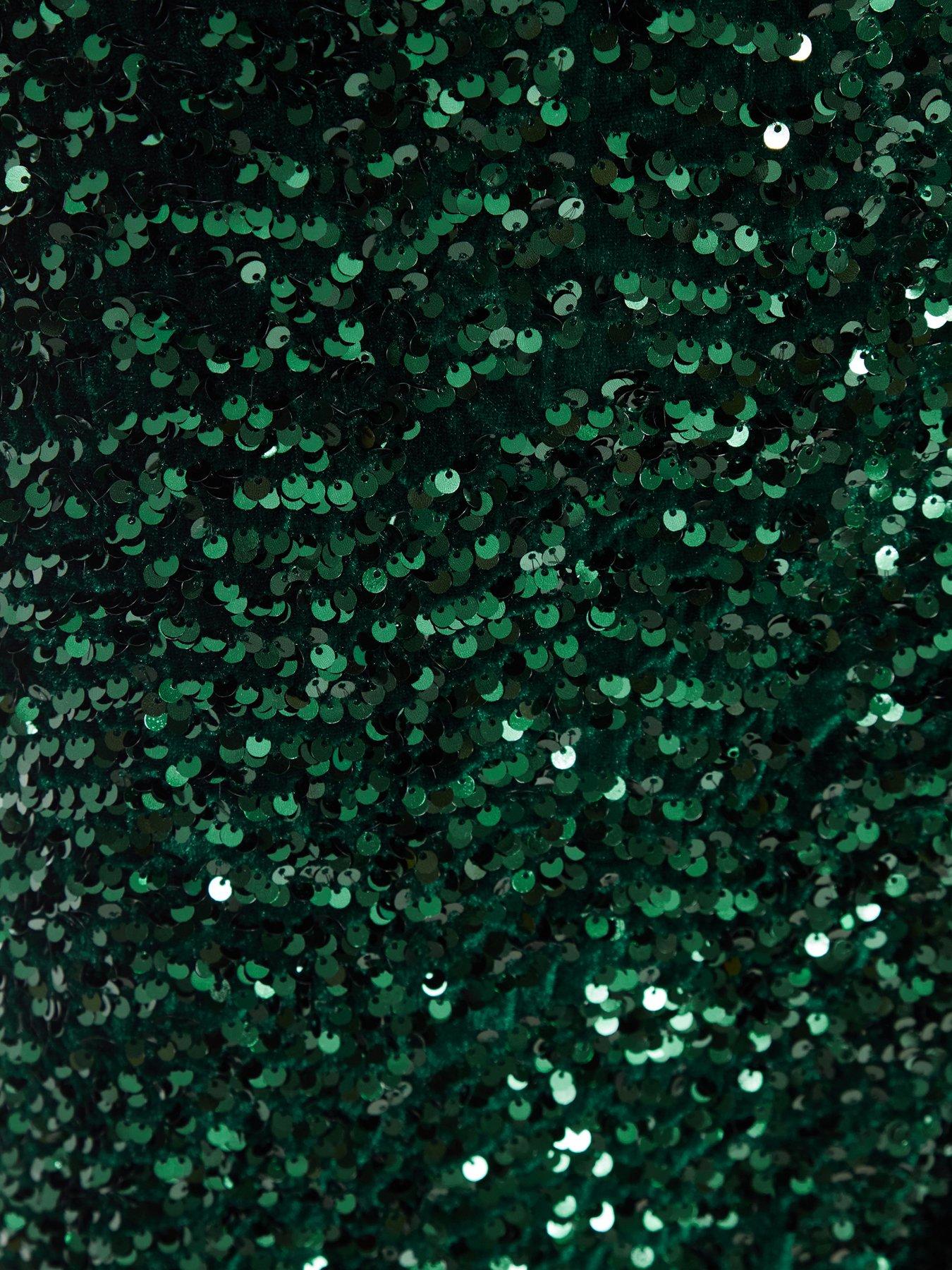 Image 6 of 6 of Quiz Bottle Green Sequin Midaxi Dress