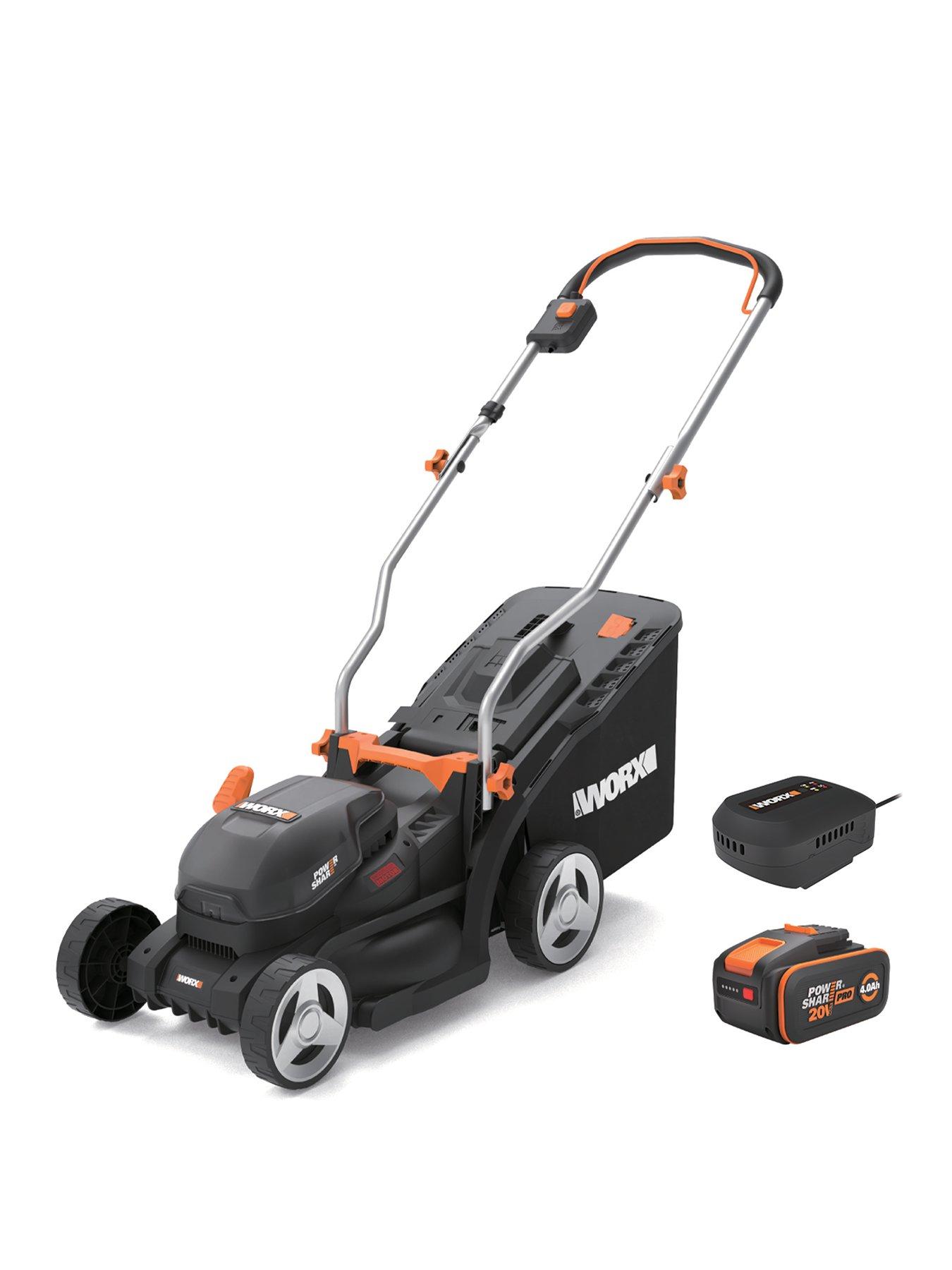 Worx 20V PowerShare 33cm Cordless Brushless Lawn Mower 200m2 with x1 4.0Ah Battery  &  Charger