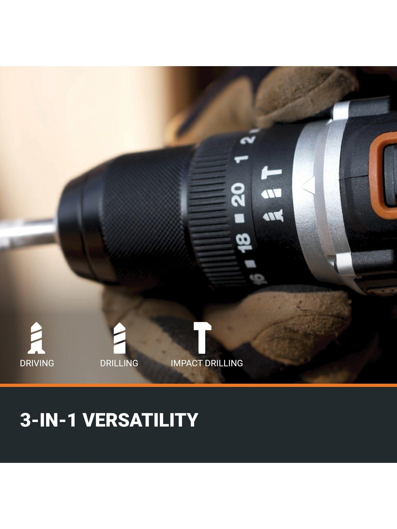 Image 4 of 7 of Worx 20V 55Nm Cordless Brushless Nitro Hammer Impact Drill with 2.0Ah Battery, Charger &amp; Case