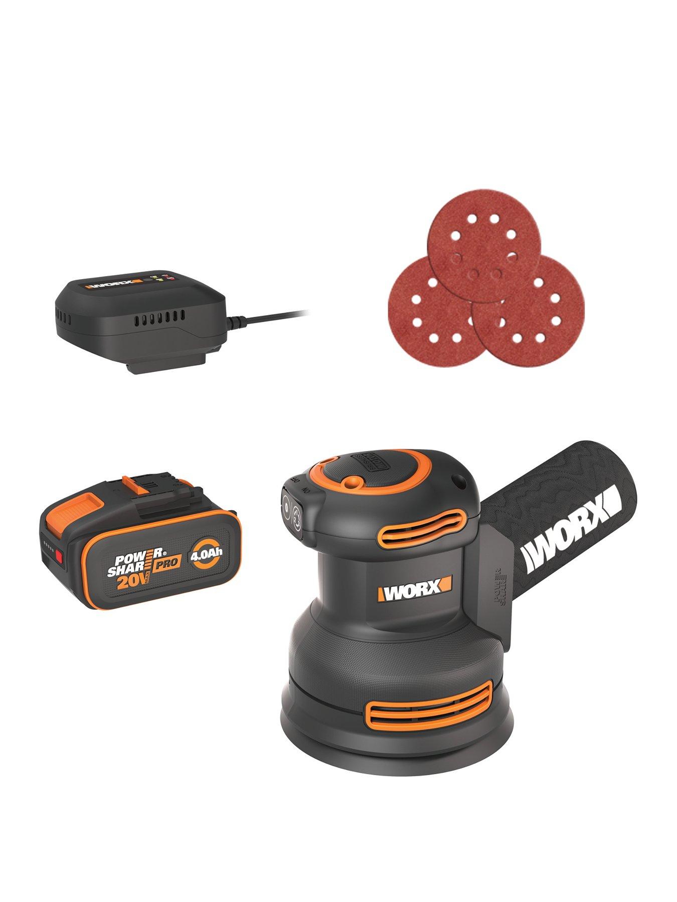 Worx 20V Cordless Brushless Orbital Sander with x1 4.0Ah Battery  &  Charger