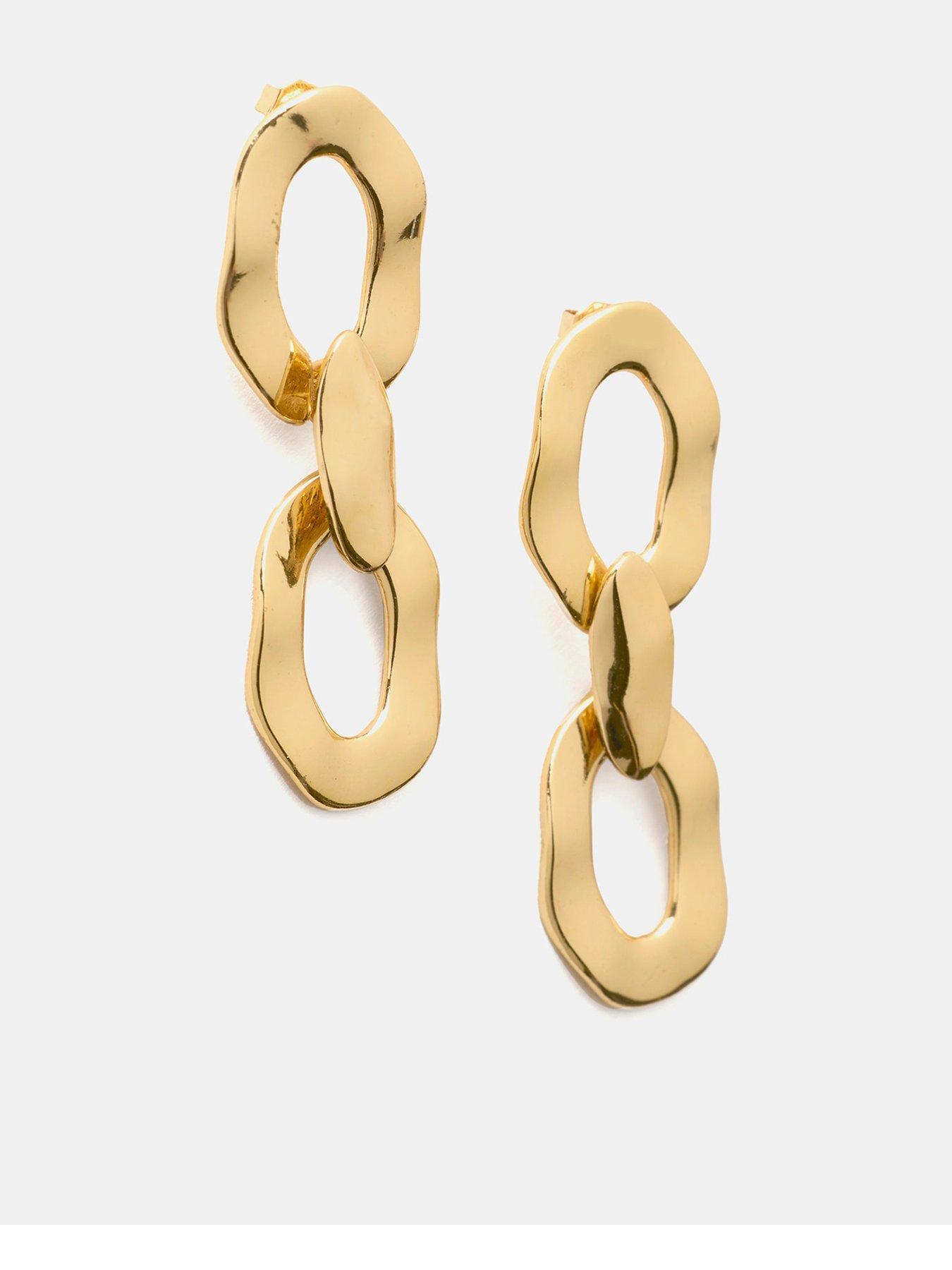 Product photograph of Mint Velvet Gold Tone Chain Earrings from very.co.uk