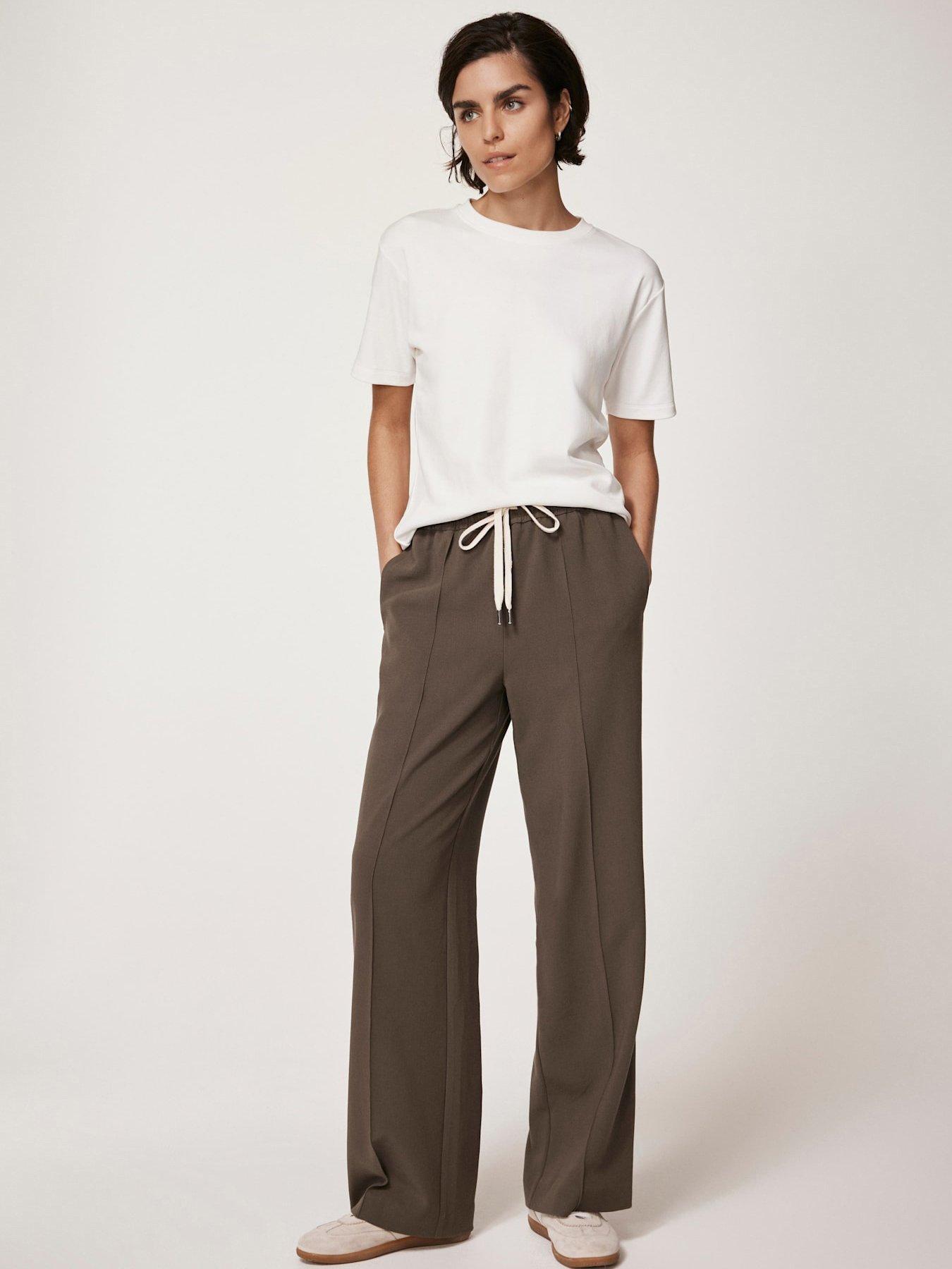 Khaki Stripe Straight Trackpant Trousers