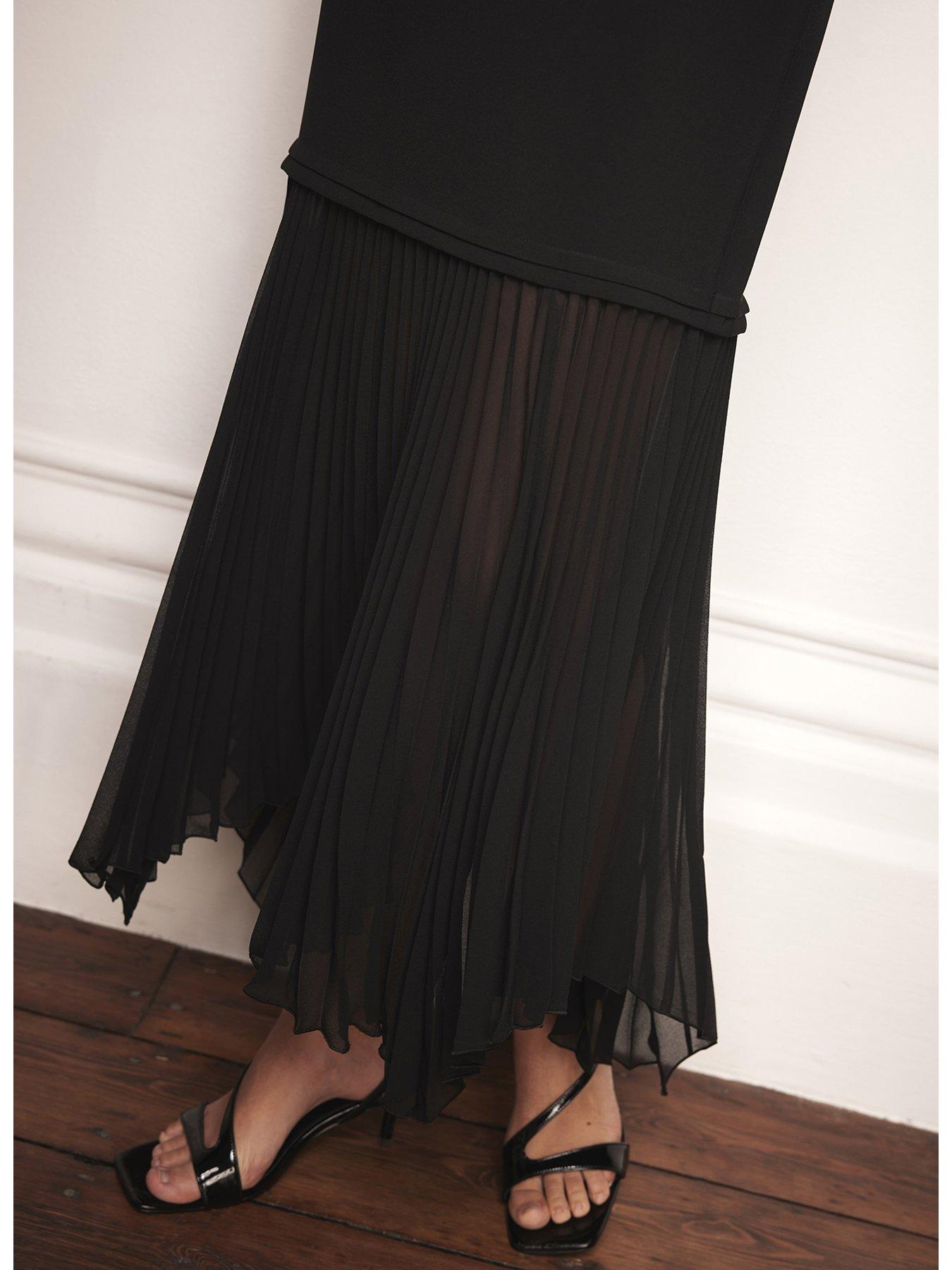 Mint Velvet Sheer Pleated Maxi Skirt Black Very