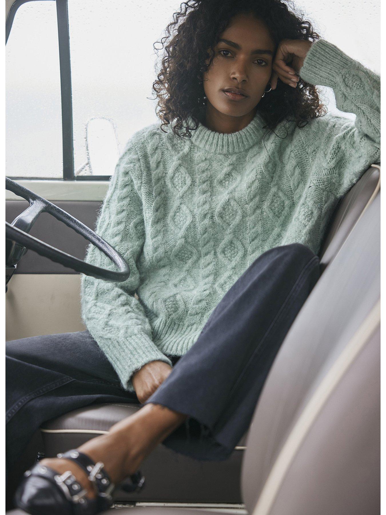 Mint velvet cable sleeve hoodie hotsell