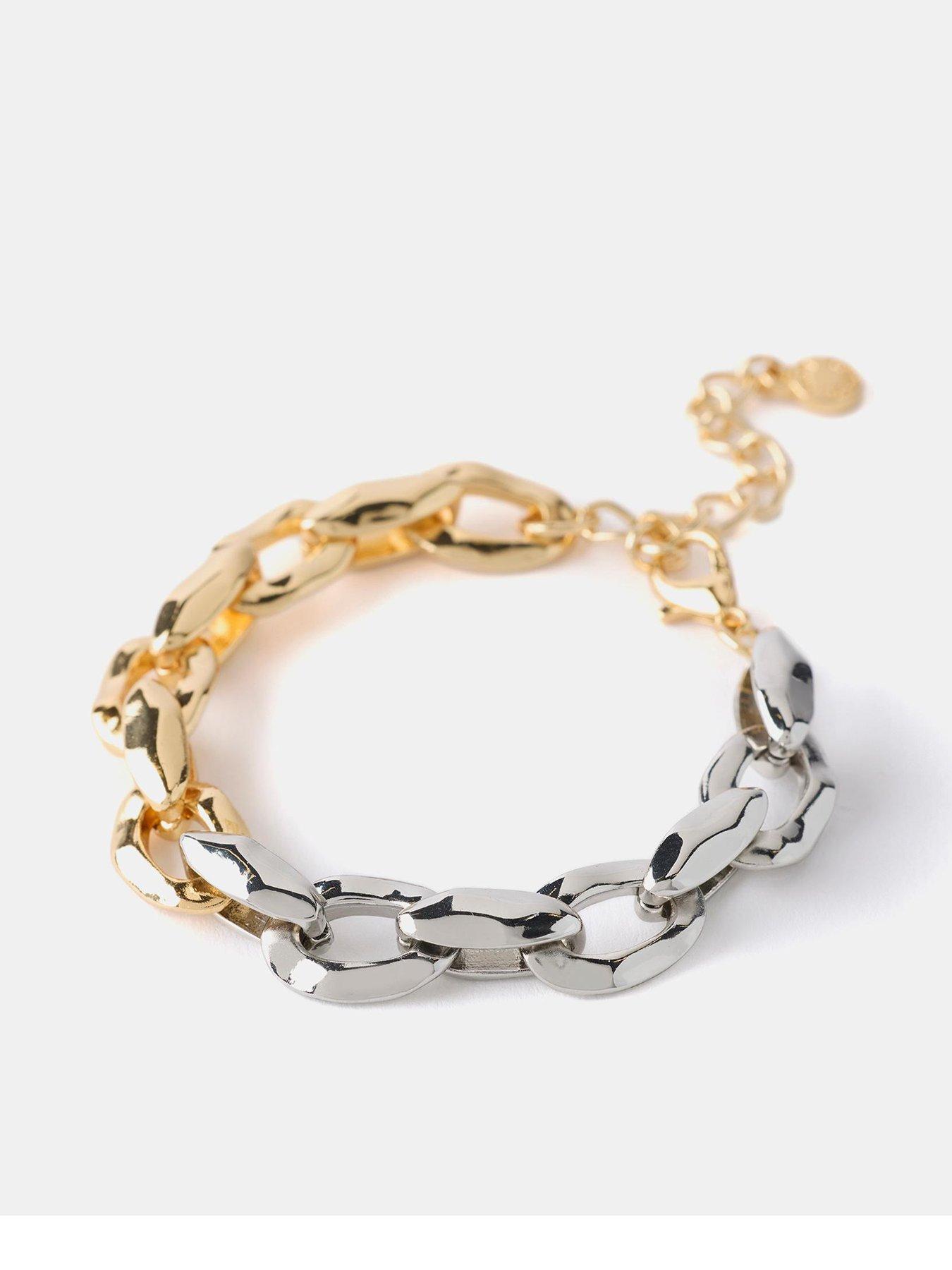 Image of Mint Velvet Mixed Metal Chain Bracelet - Gold