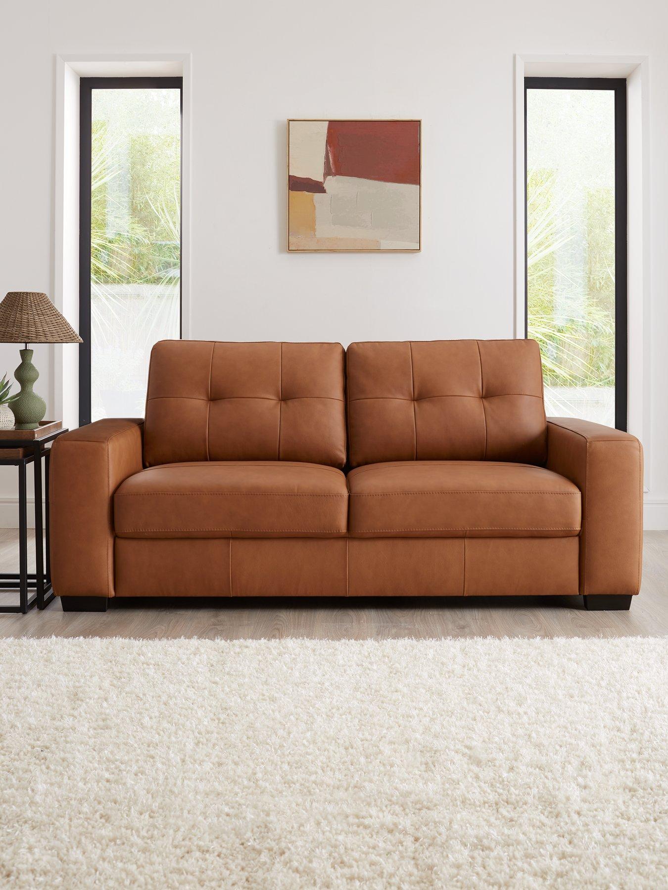 undefined Miller 3 Seater Standard Back Leather Sofa