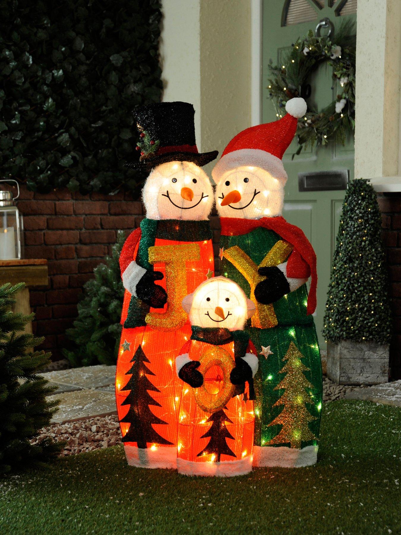 Product photograph of Festive 100cm Battery Operated Lit Red And Green Snowman Family from very.co.uk