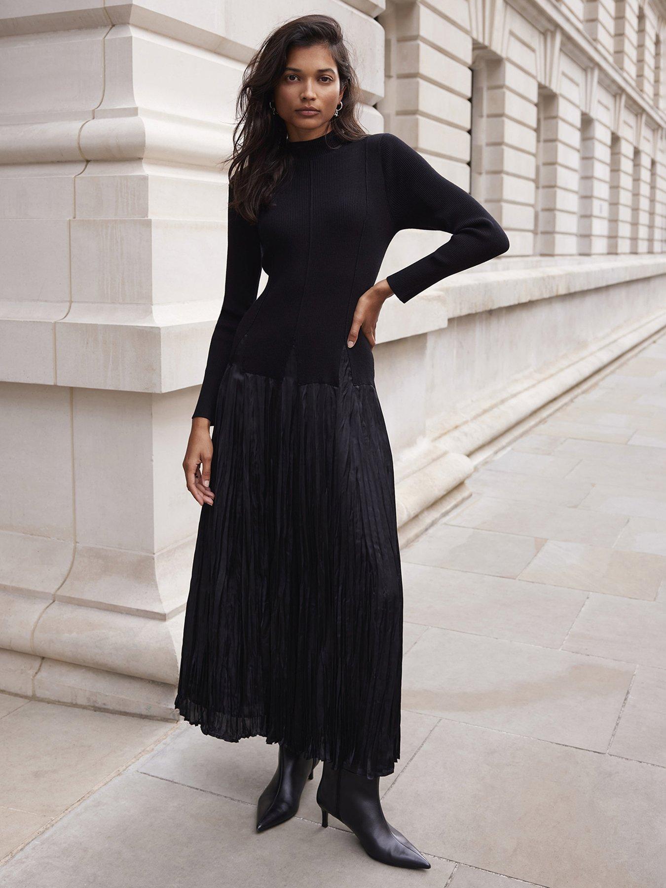 Image 1 of 6 of Mint Velvet Woven Maxi Dress - Black