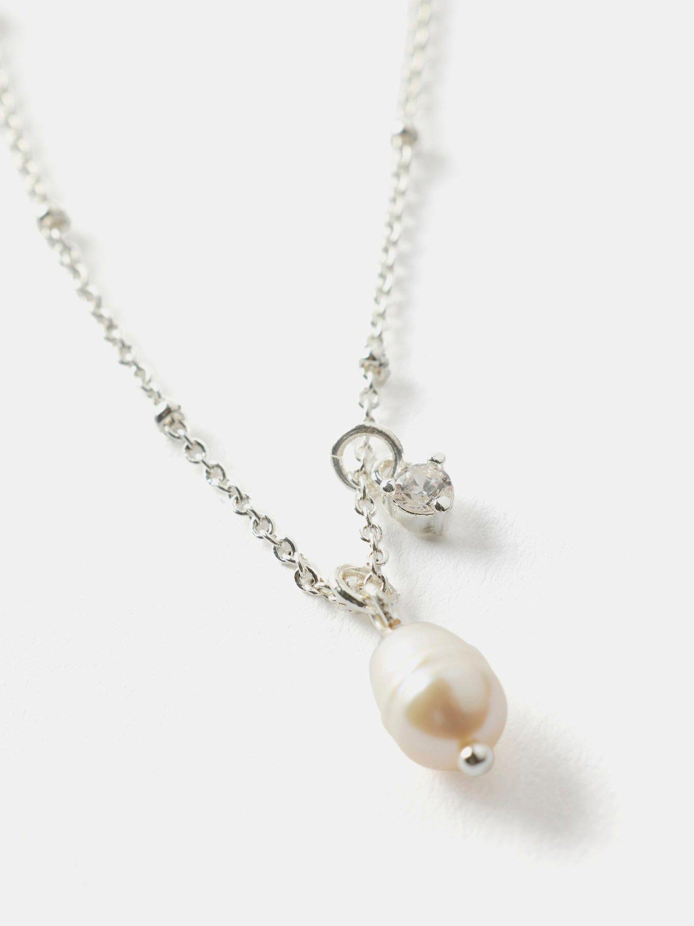 Image 3 of 3 of Mint Velvet Silver Plated Pearl Necklace - Silver