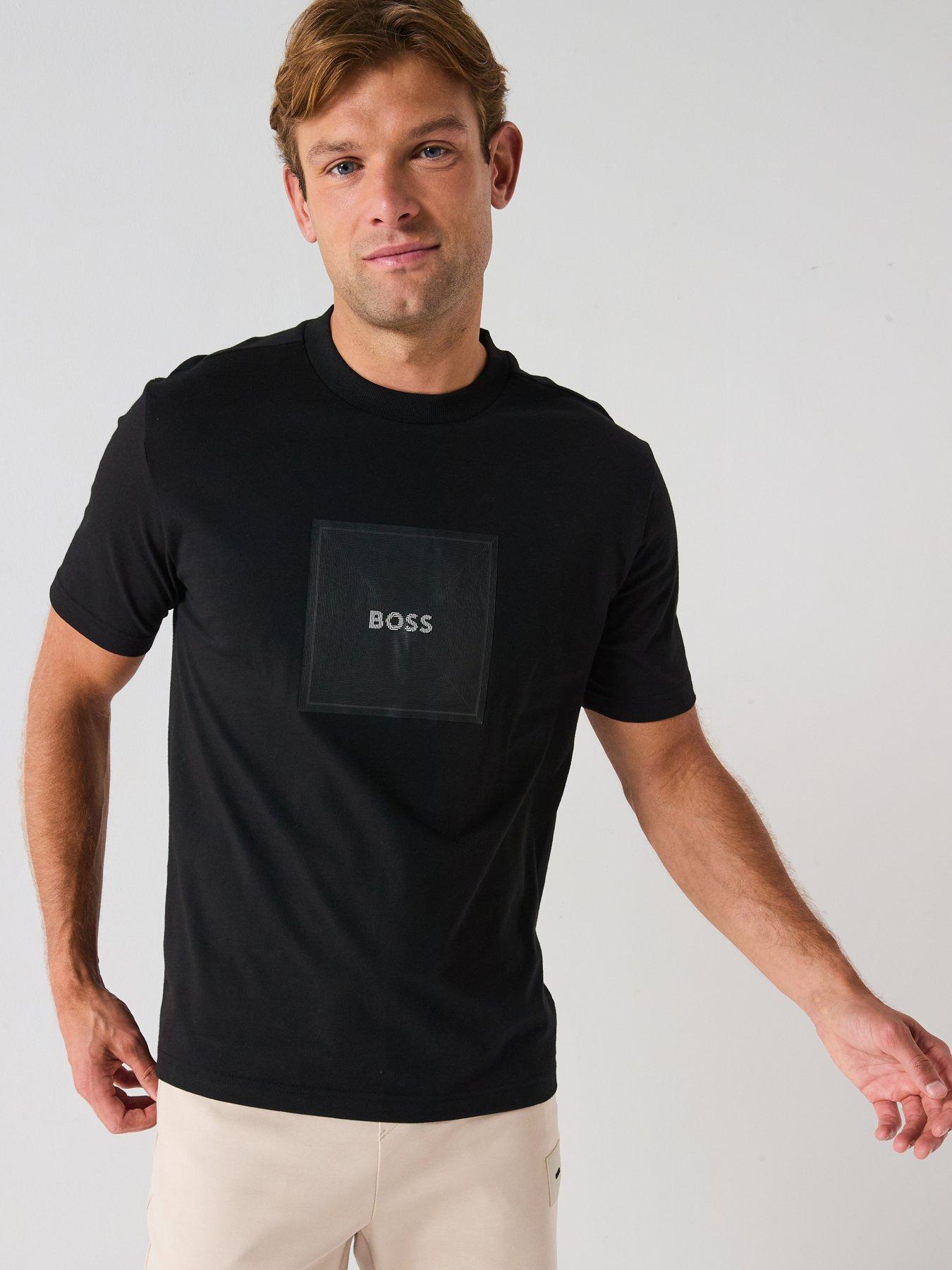 undefined Boss Tee Logo Ribbed Neck Regular Fit  T-shirt-black