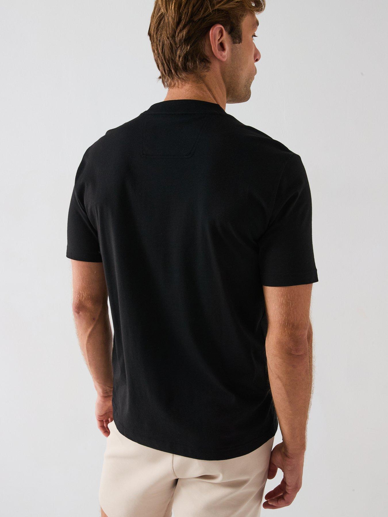 Image 2 of 5 of BOSS Tee Logo Ribbed Neck Regular Fit T-Shirt- Black