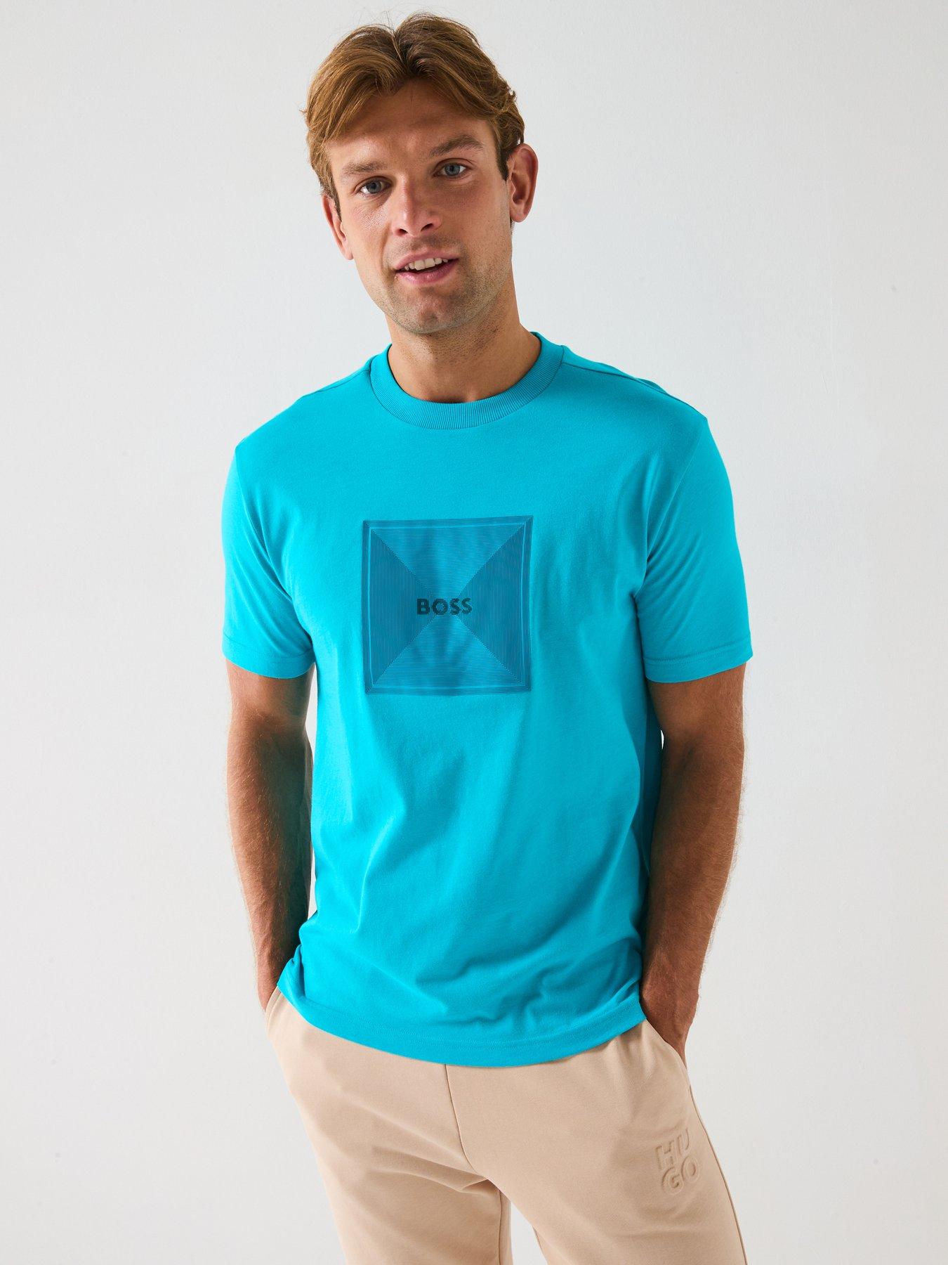 undefined Boss Tee Logo Ribbed Neck Regular Fit  T-shirt-light Blue